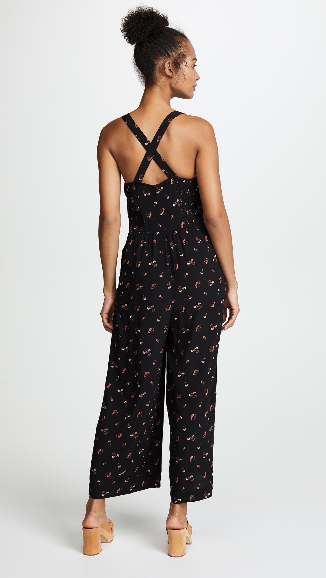 madewell flower toss smocked crop jumpsuit