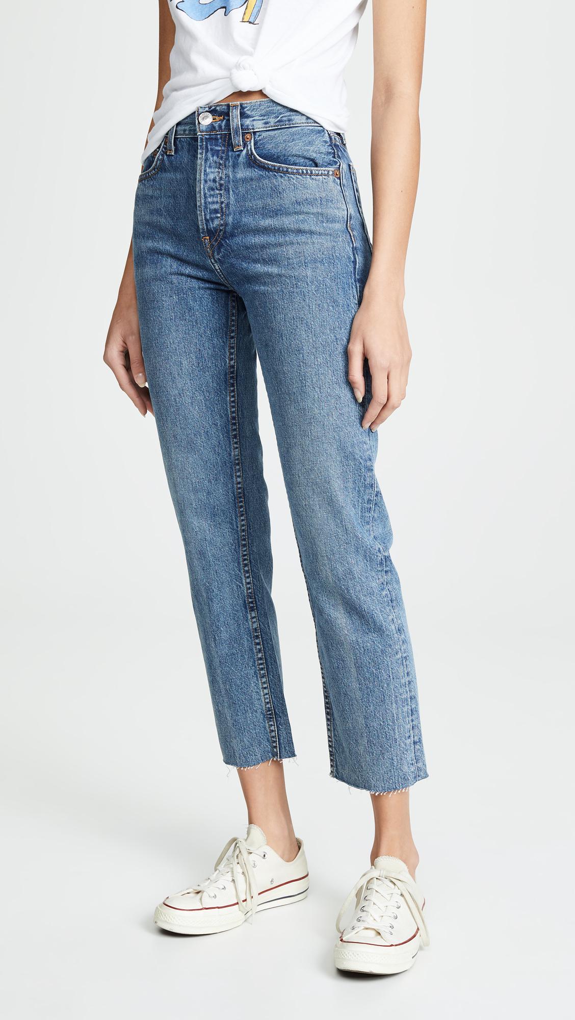 RE/DONE Denim High Rise Rigid Stove Pipe Jeans in Blue - Lyst