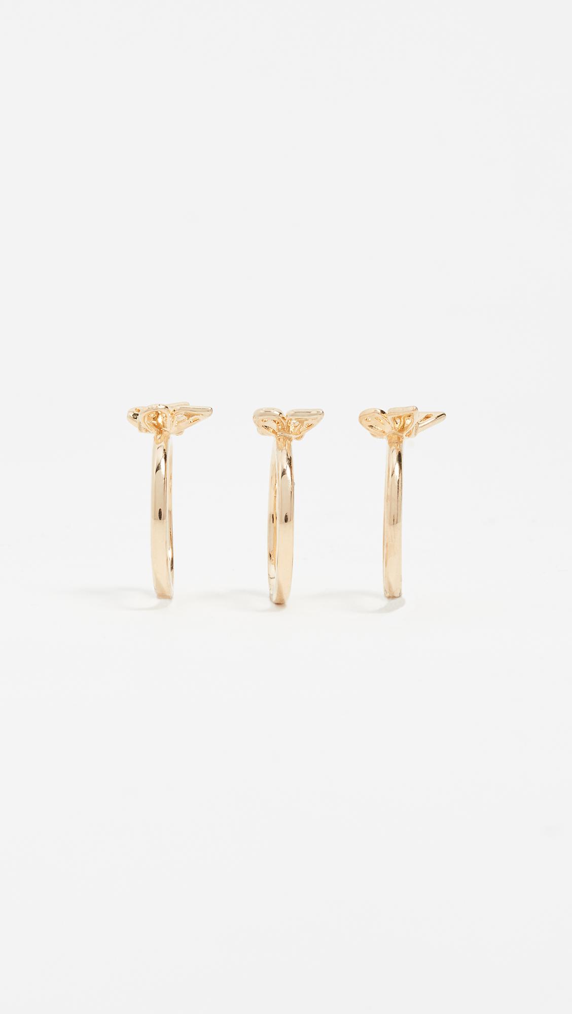 Kate Spade Social Butterfly Stackable Ring Set in Metallic Lyst