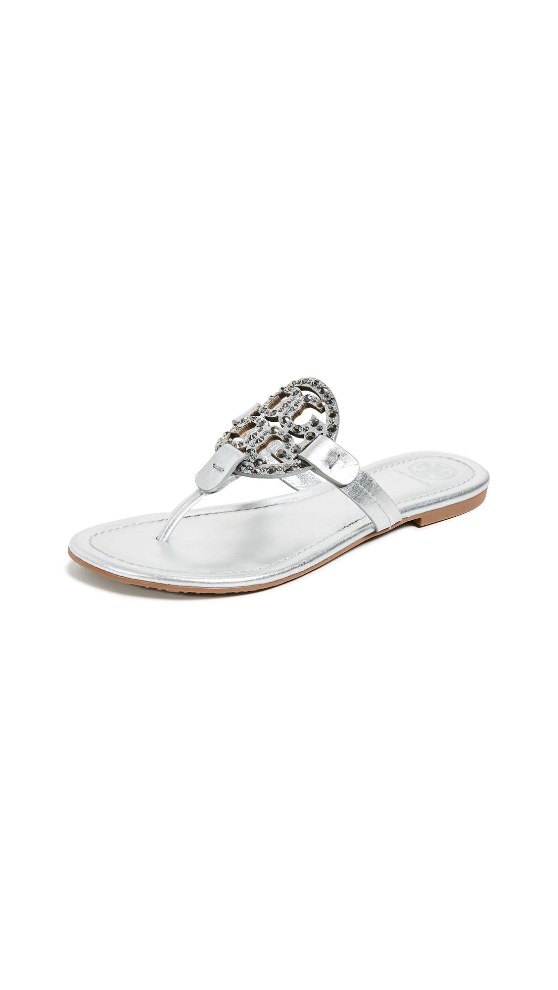 Tory Burch Women's Miller Embellished Thong Sandals in Metallic | Lyst