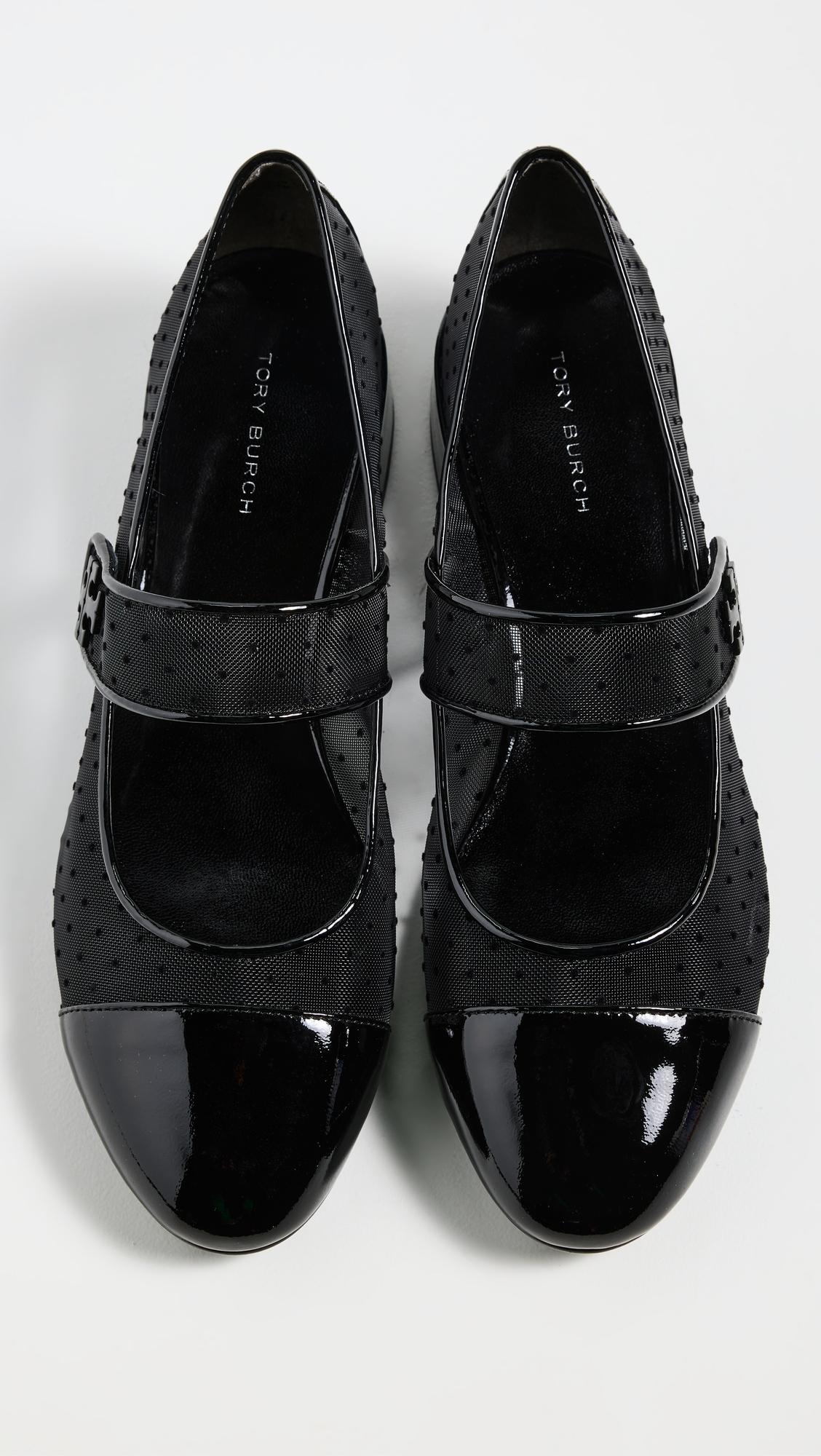 Tory Burch Cap Toe Mary Jane Heel Ballet Flats 25Mm in Black Tory Burch Cap Toe Mary Jane Heel Ballet Flats 25Mm in Black