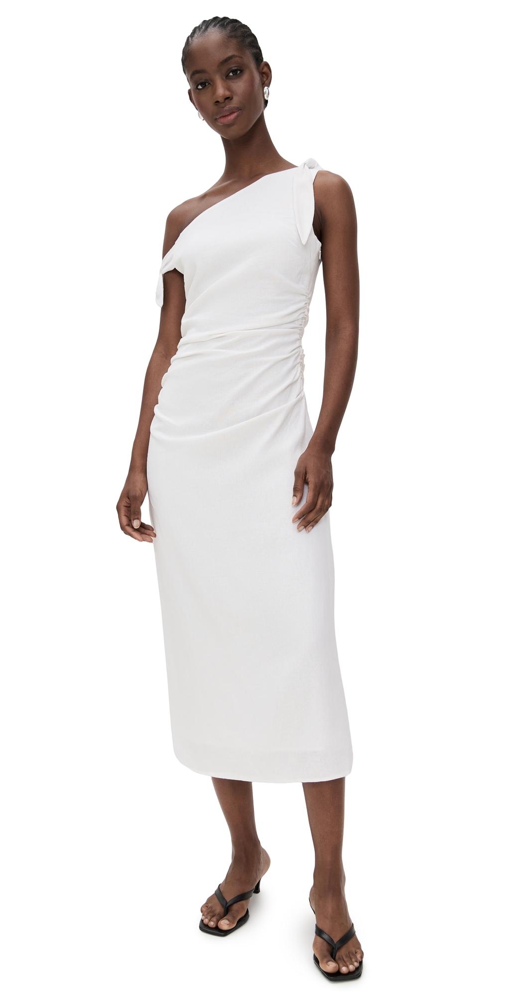 Wayf Cleo Tie Shoulder Midi Dress in White | Lyst