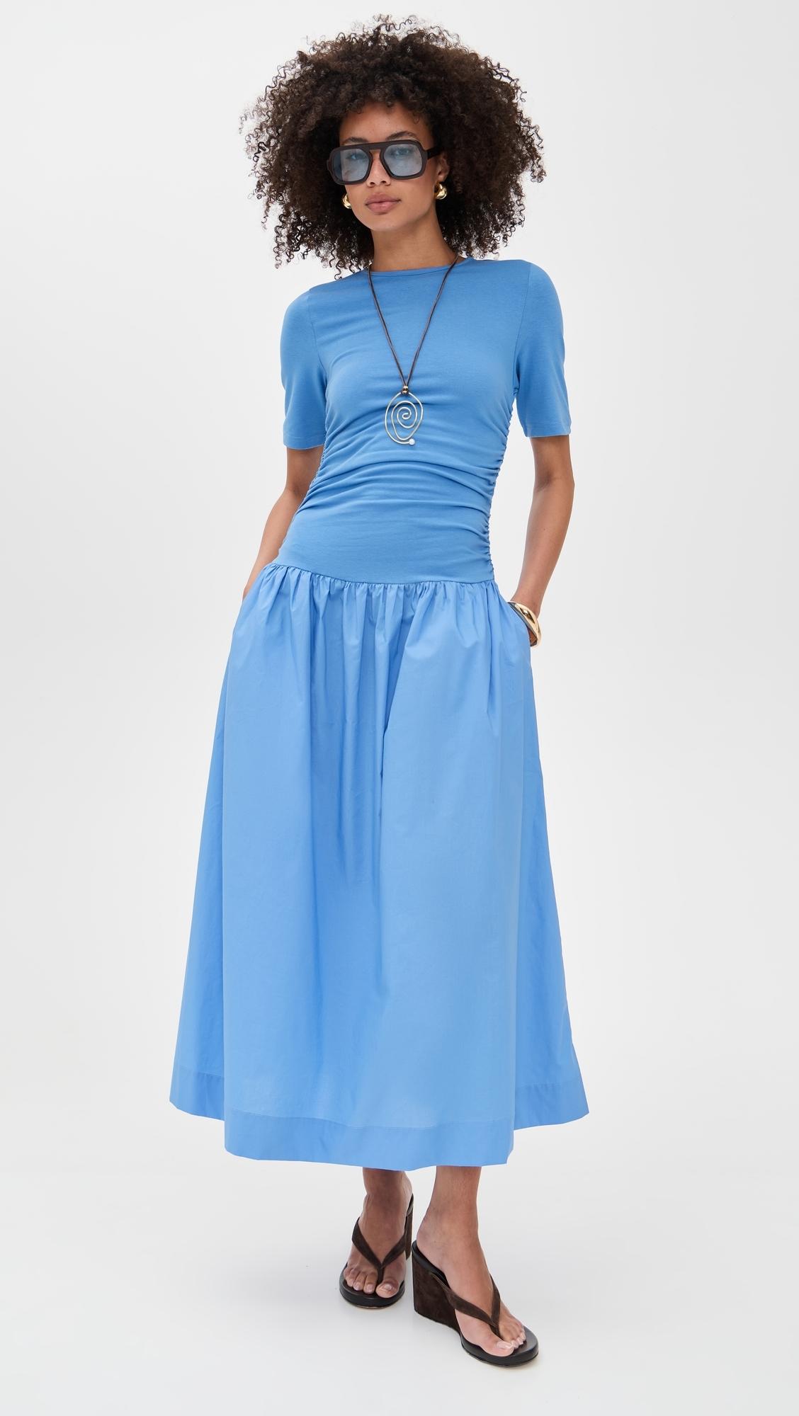 cornflower blue midi dress with sleeves HALTER BIAS MAXI SLIP DRESS IN COBALT | CULT MIA main image 0
