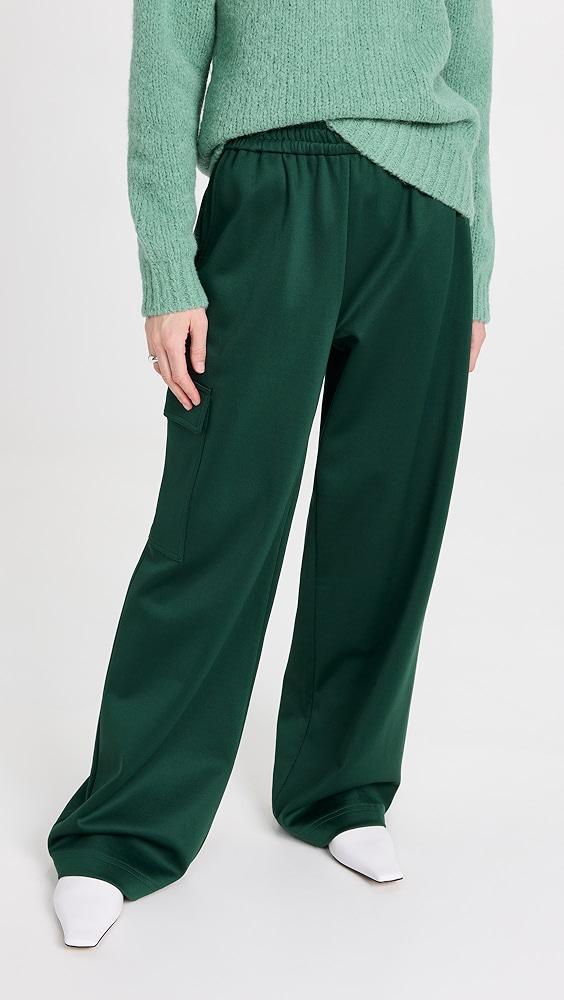 Tibi Active Knit Wide Leg Pull On Pants in Green