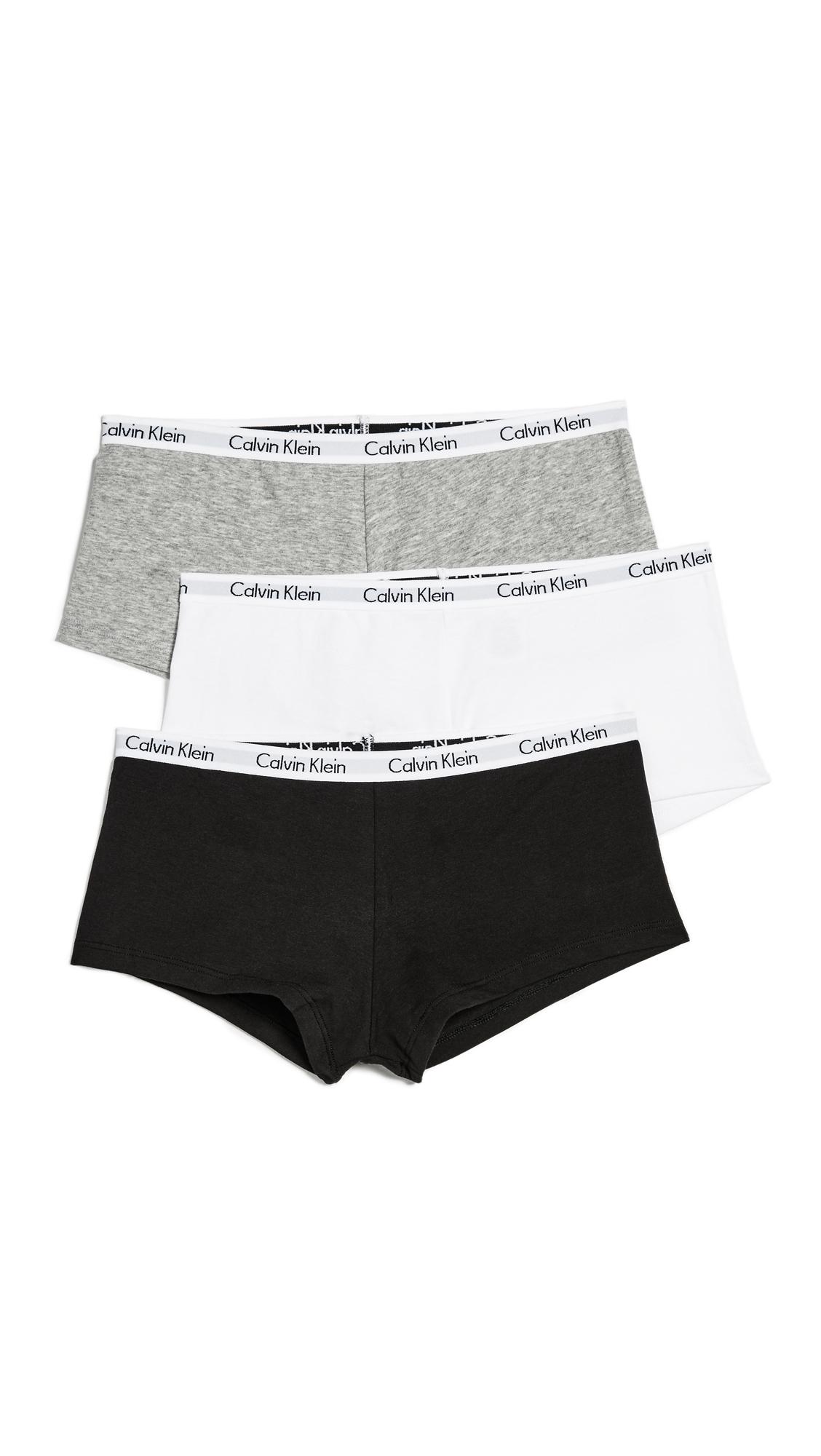 Calvin Klein Cotton Carousel 3 Pack Boyshorts in Black/Grey Heather/White  (Gray) - Lyst