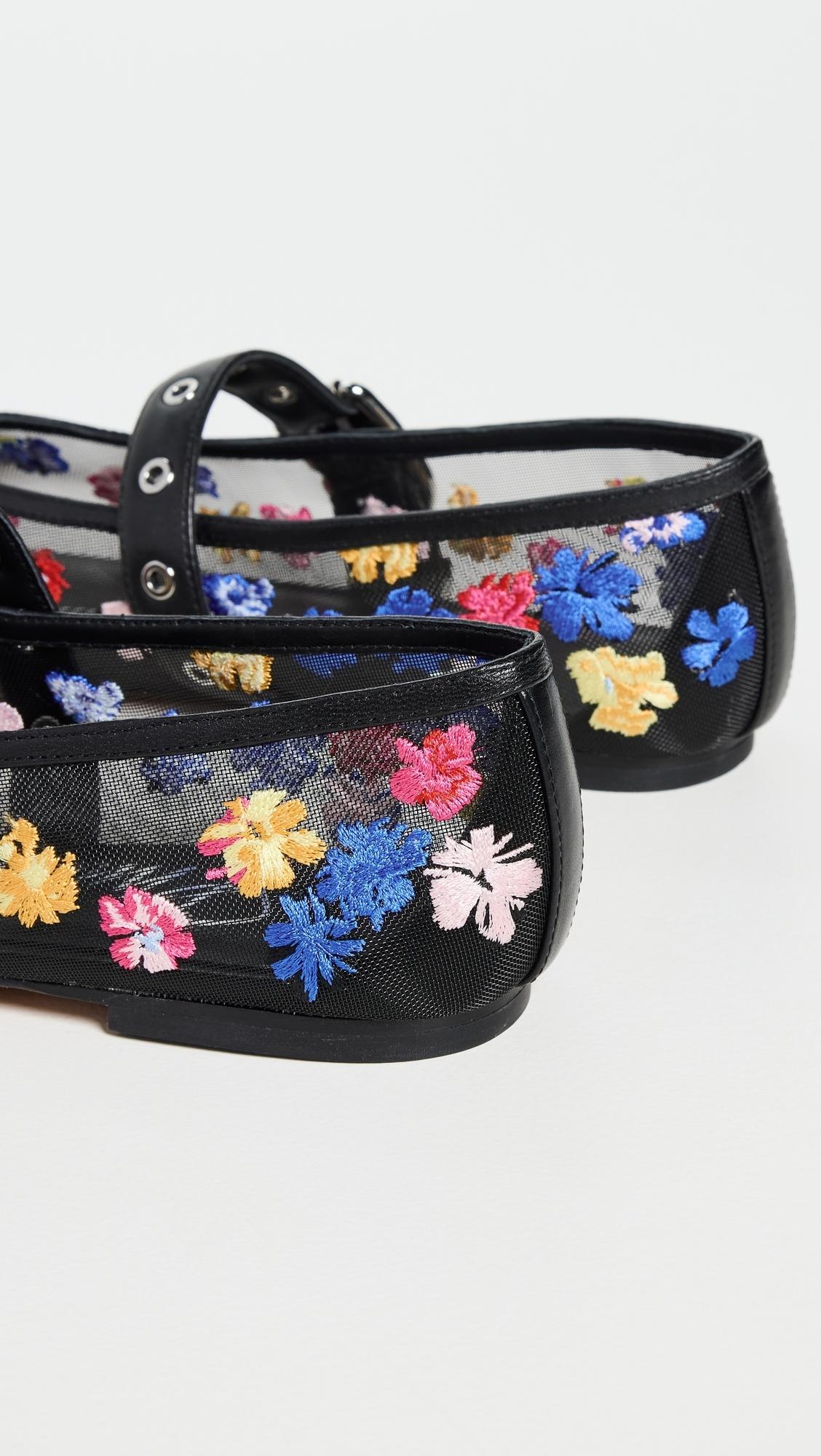 3.1 Phillip Lim Id Flowerworks Mesh Mary Jane Flats in Black
