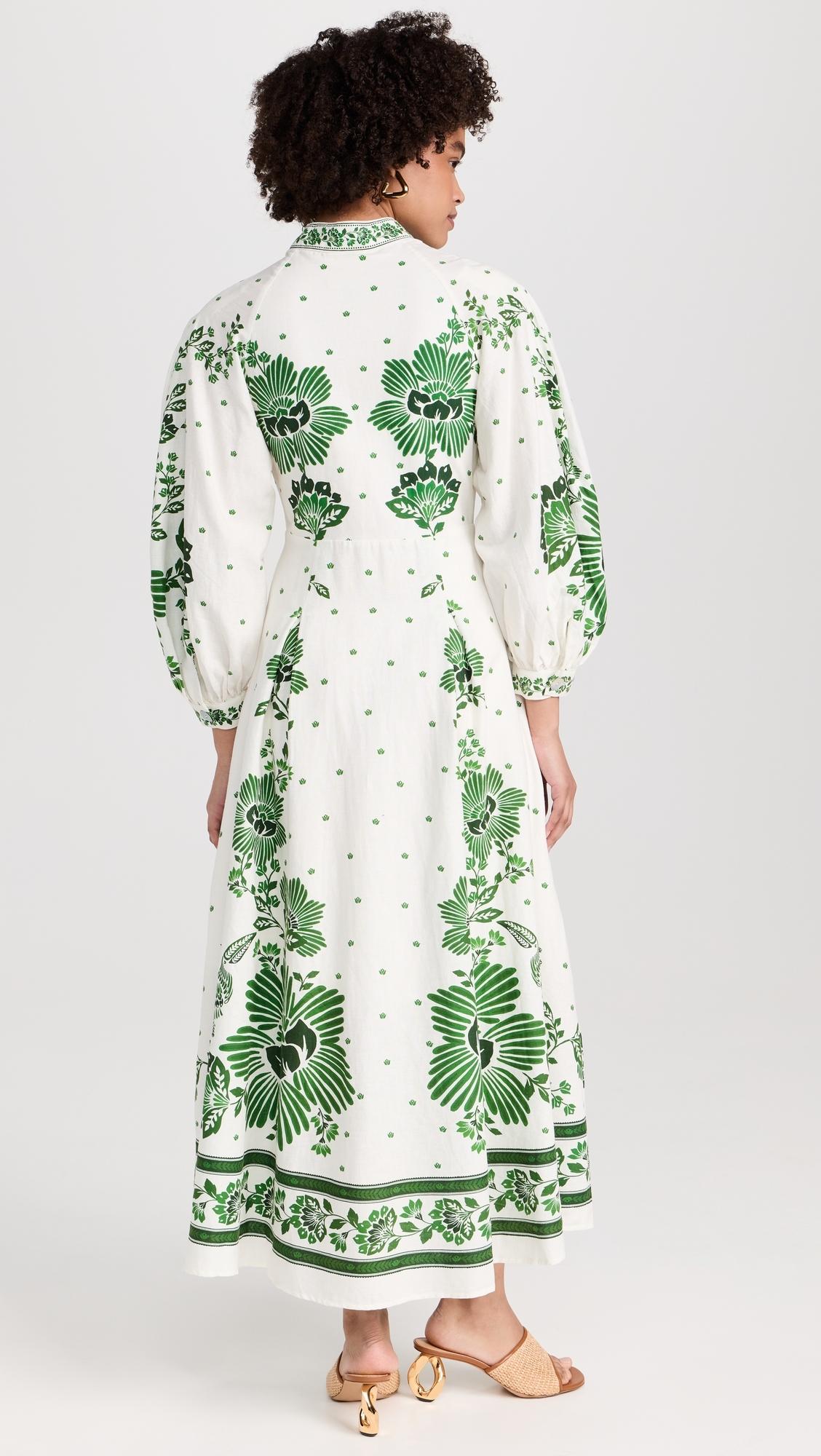 fitted lace wedding dress Green Floral Vibing Maxi Dress – FARM Rio main image 1