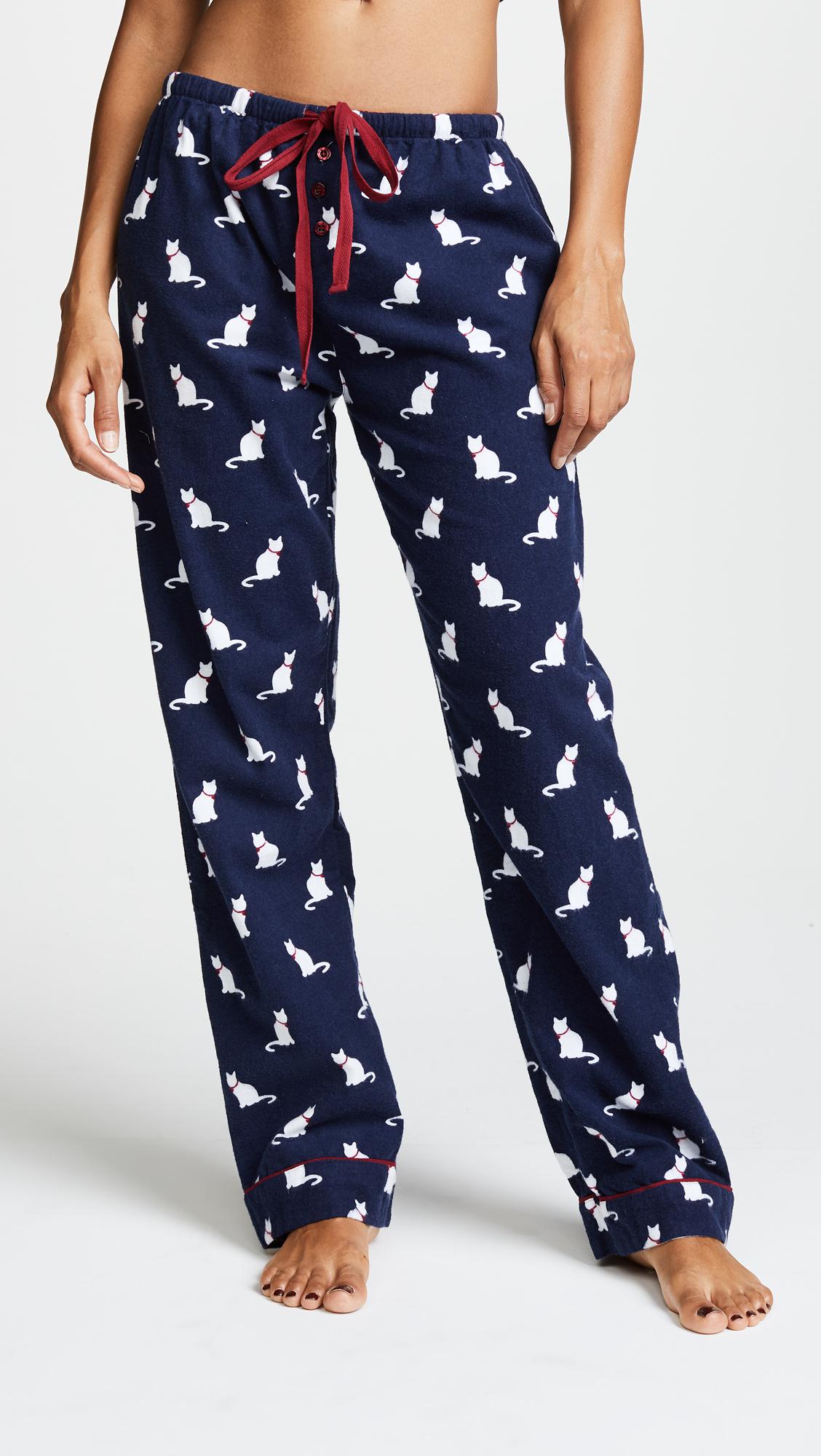 Pj Salvage Cats Pajamas Flannel Pj Set in Navy (Blue) Lyst