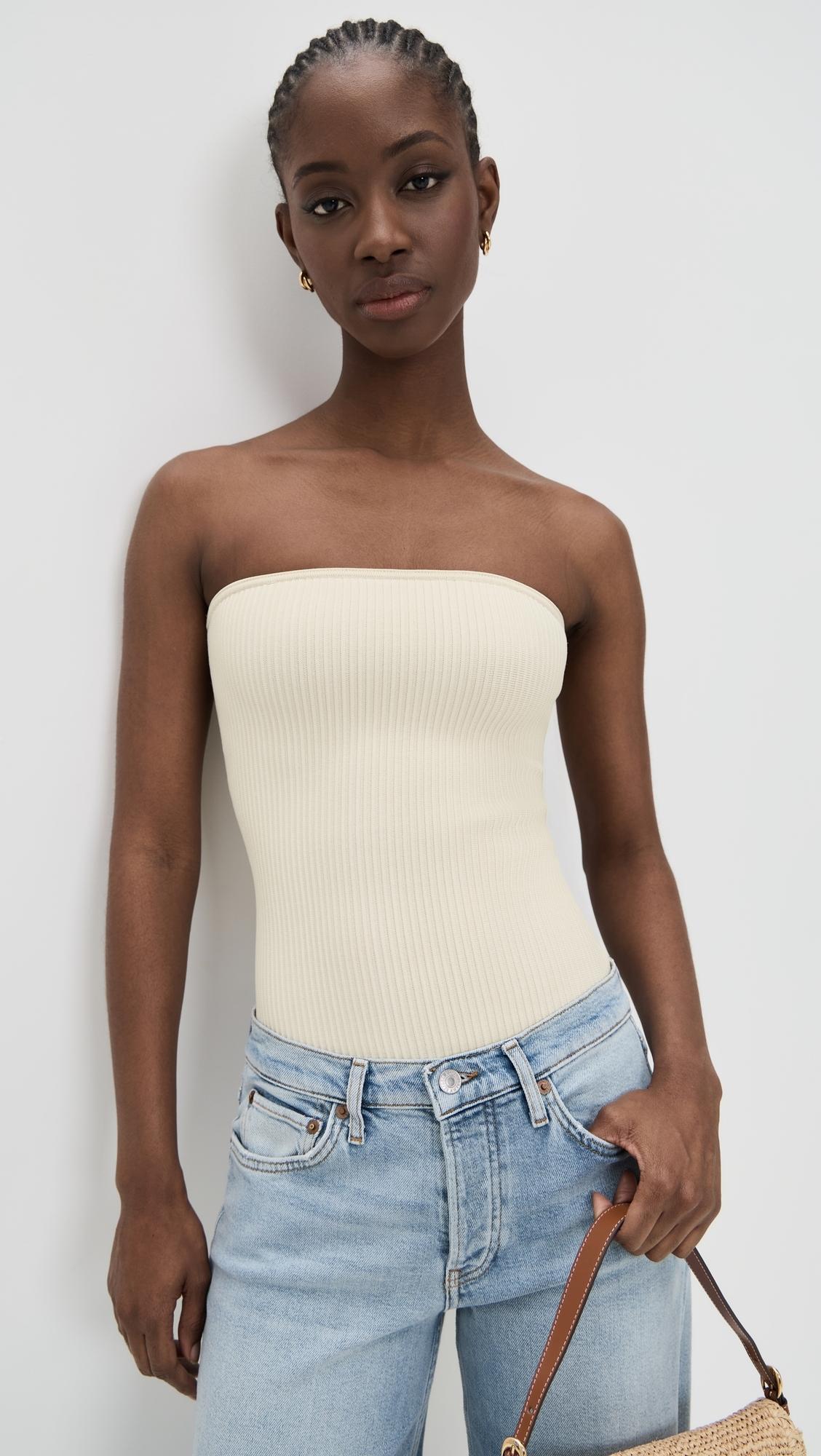 DL1961 Instasculpt Rib Tube Top in Black | Lyst