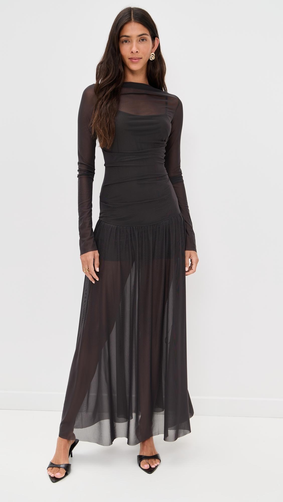 mini black strap dress Rent Bec + Bridge Black Lady Lila Midi Dress
