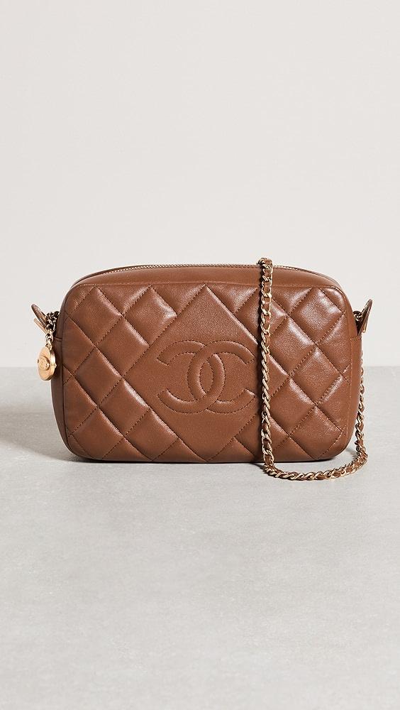 Chanel Black & Gold Chevron Quilted Lambskin Camera Bag