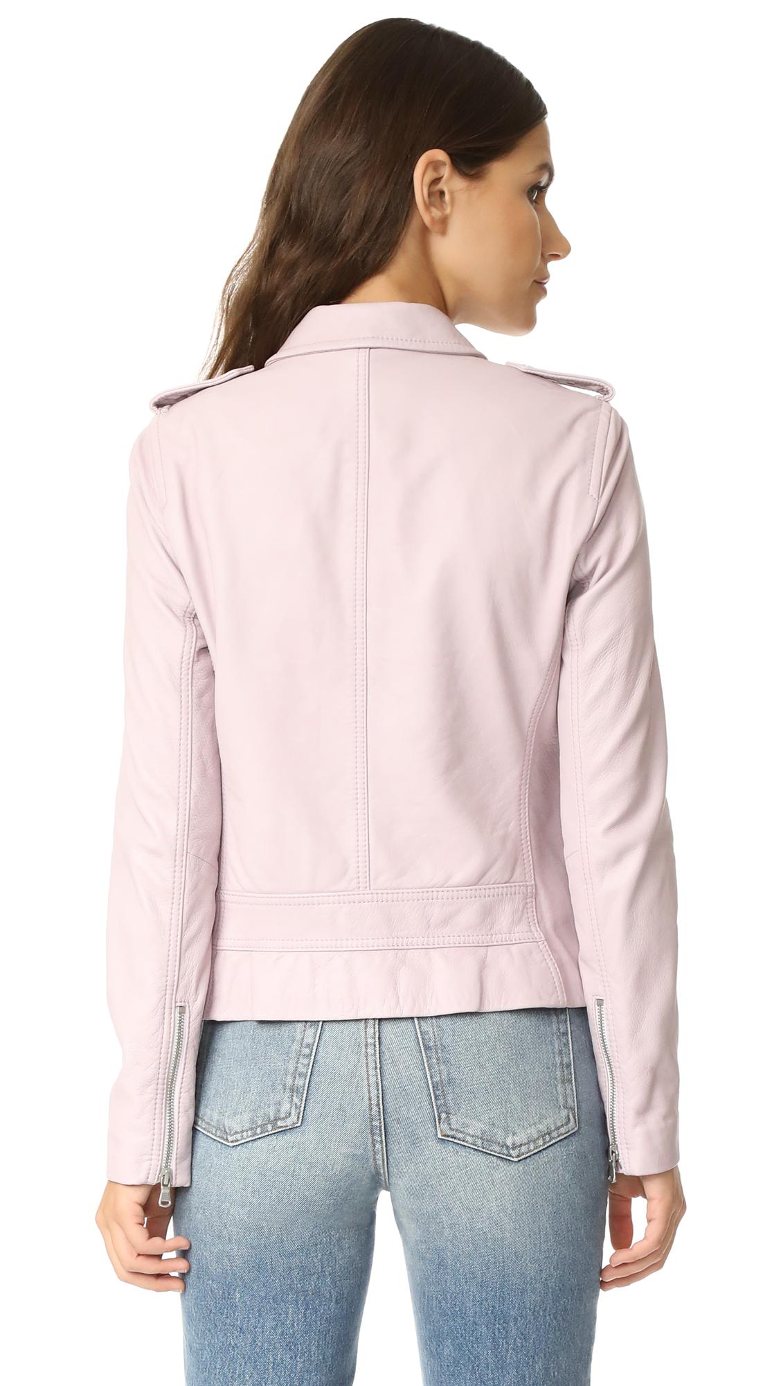 Rebecca Taylor Washed Leather Jacket In Pink Lyst Gallery