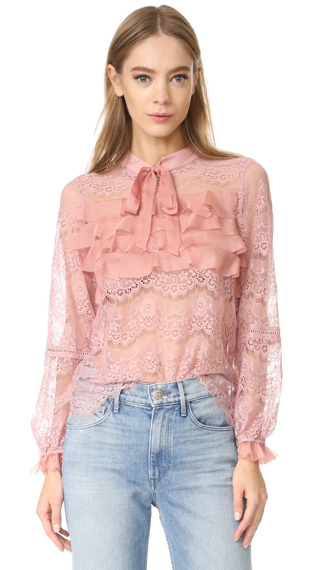 Glamorous Ruffle Lace Blouse in Dusty Pink (Pink) - Lyst