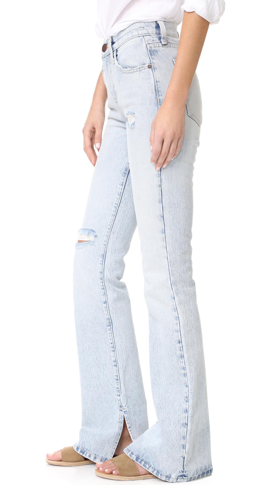 Current/Elliott Denim The High Rise Slit Boot Cut Jeans in Blue Lyst