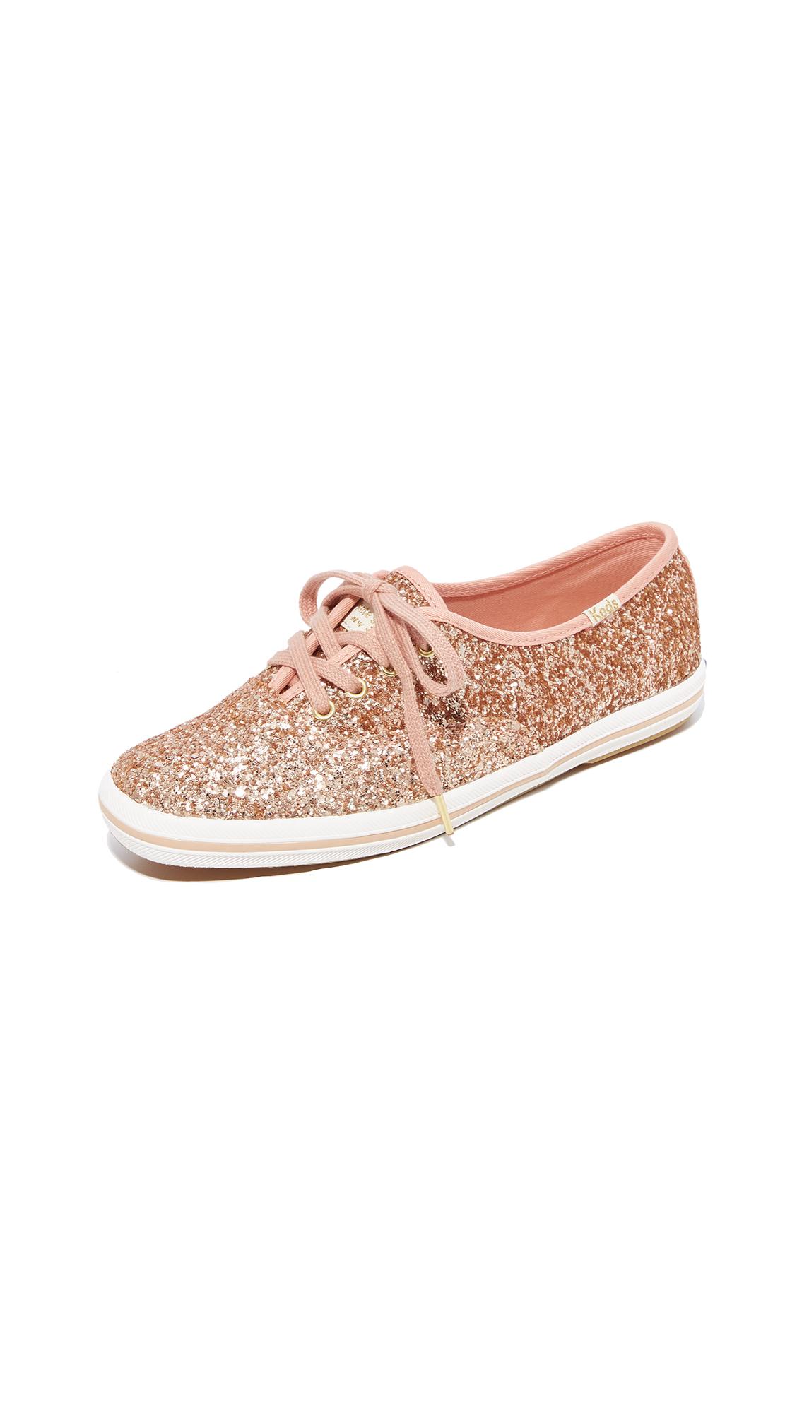 Keds Canvas X Kate Spade New York Glitter Sneakers in Rose Gold 