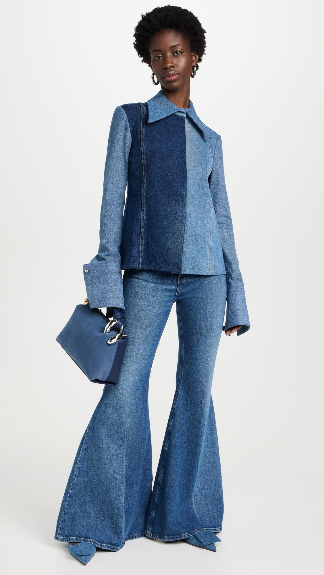 awake mode denim dress A.W.A.K.E MODE Laser-cut denim maxi dress
