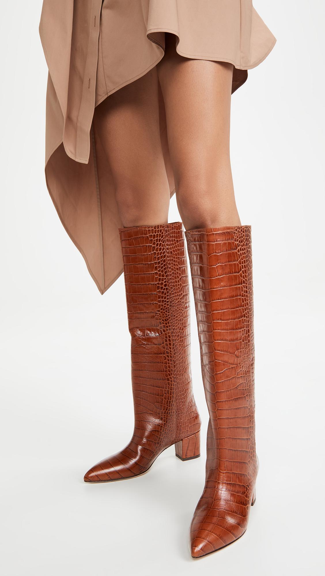 Paris Texas Leather 50mm Moc Croco Boots in Brown | Lyst