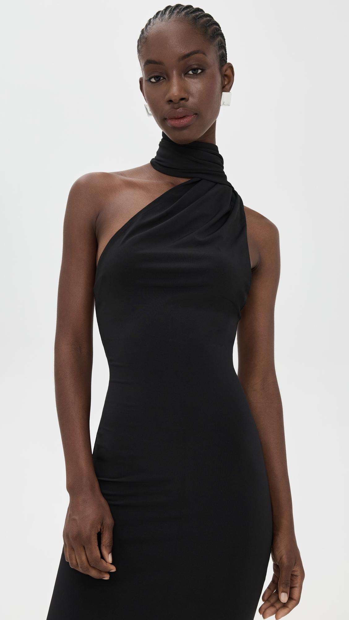 misha black dress MISHA | The Isadora Satin Dress