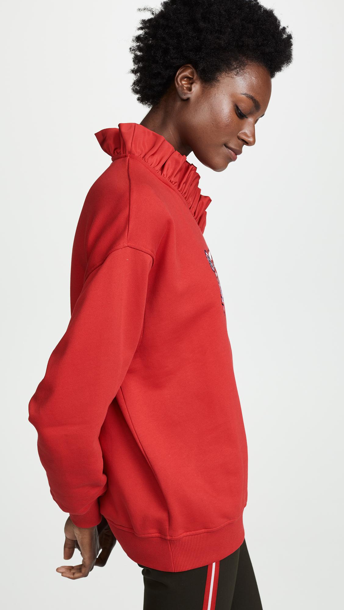 KENZO Tiger Ruffle Sweatshirt in Red | Lyst