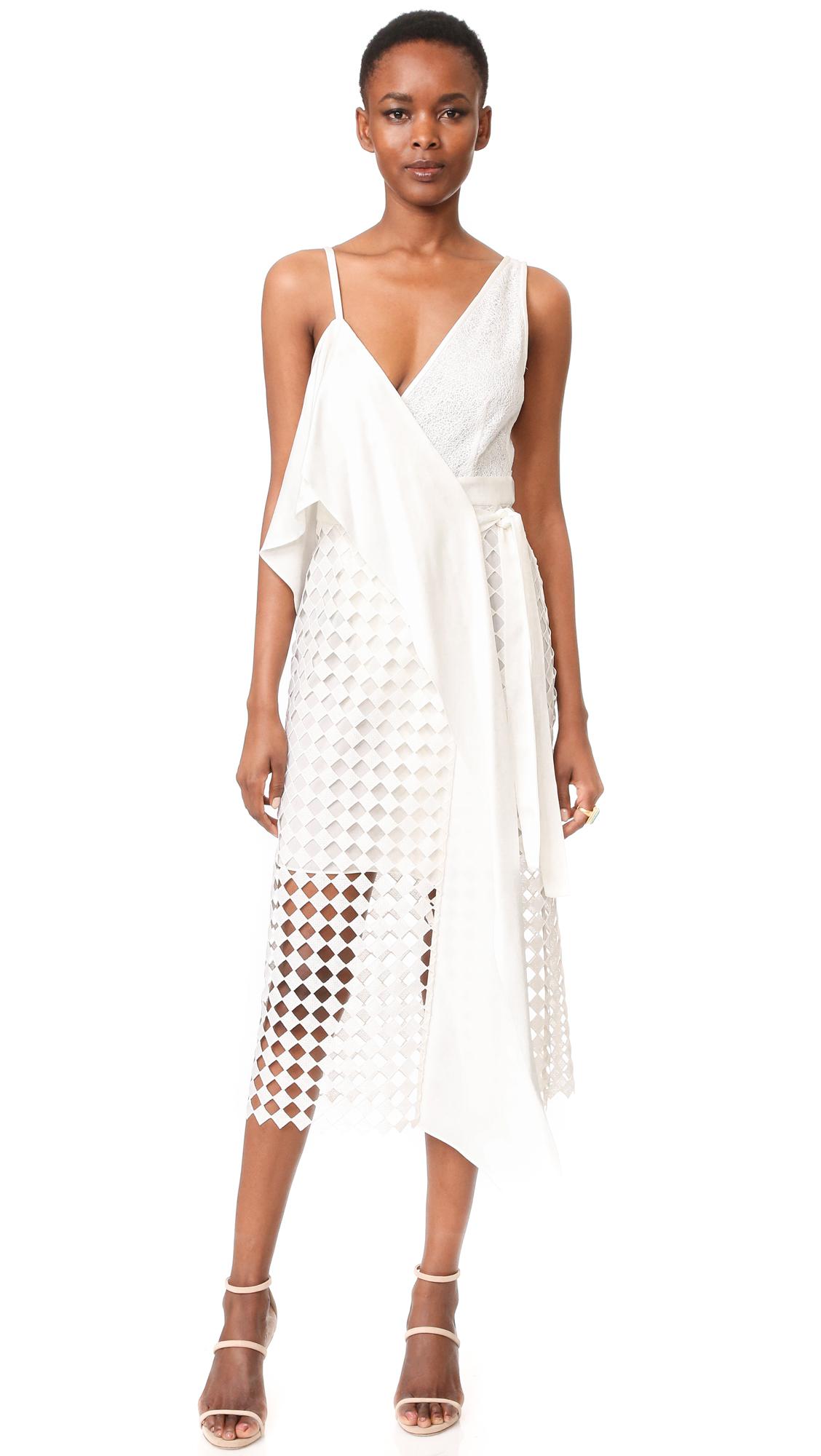 dvf white wrap dress