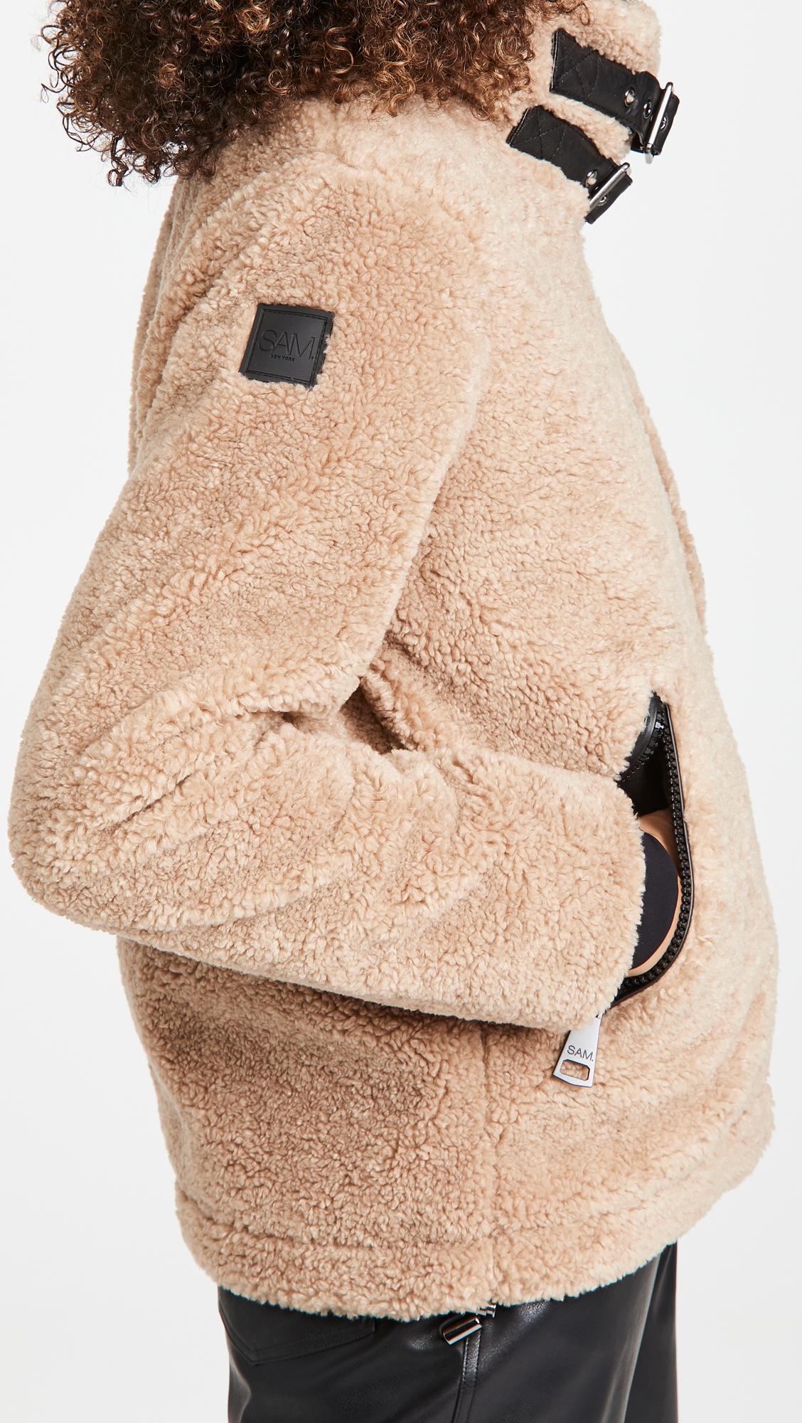 Sam. Leather Denver Sherpa Jacket in Camel (Natural) - Lyst