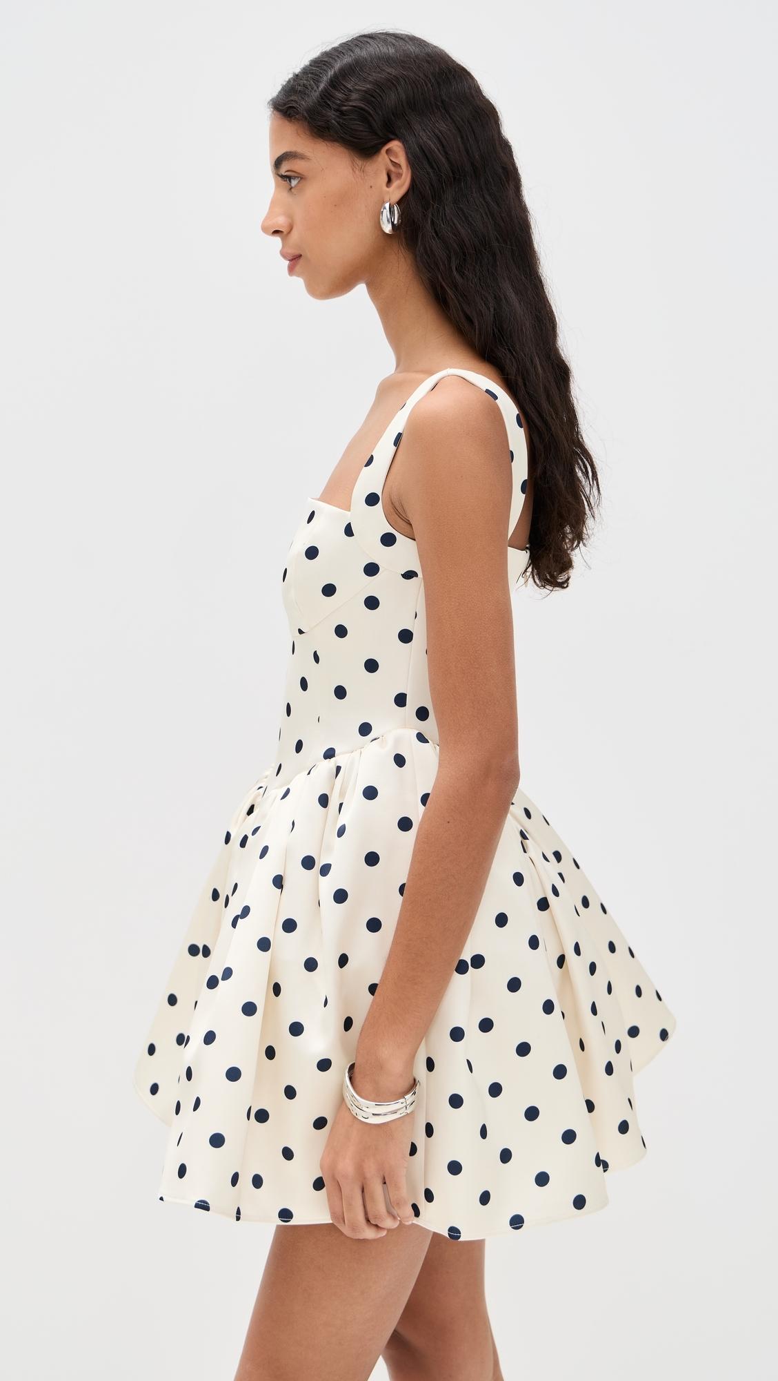 self portrait dot satin printed dress Self-portrait Satin Mini Dress