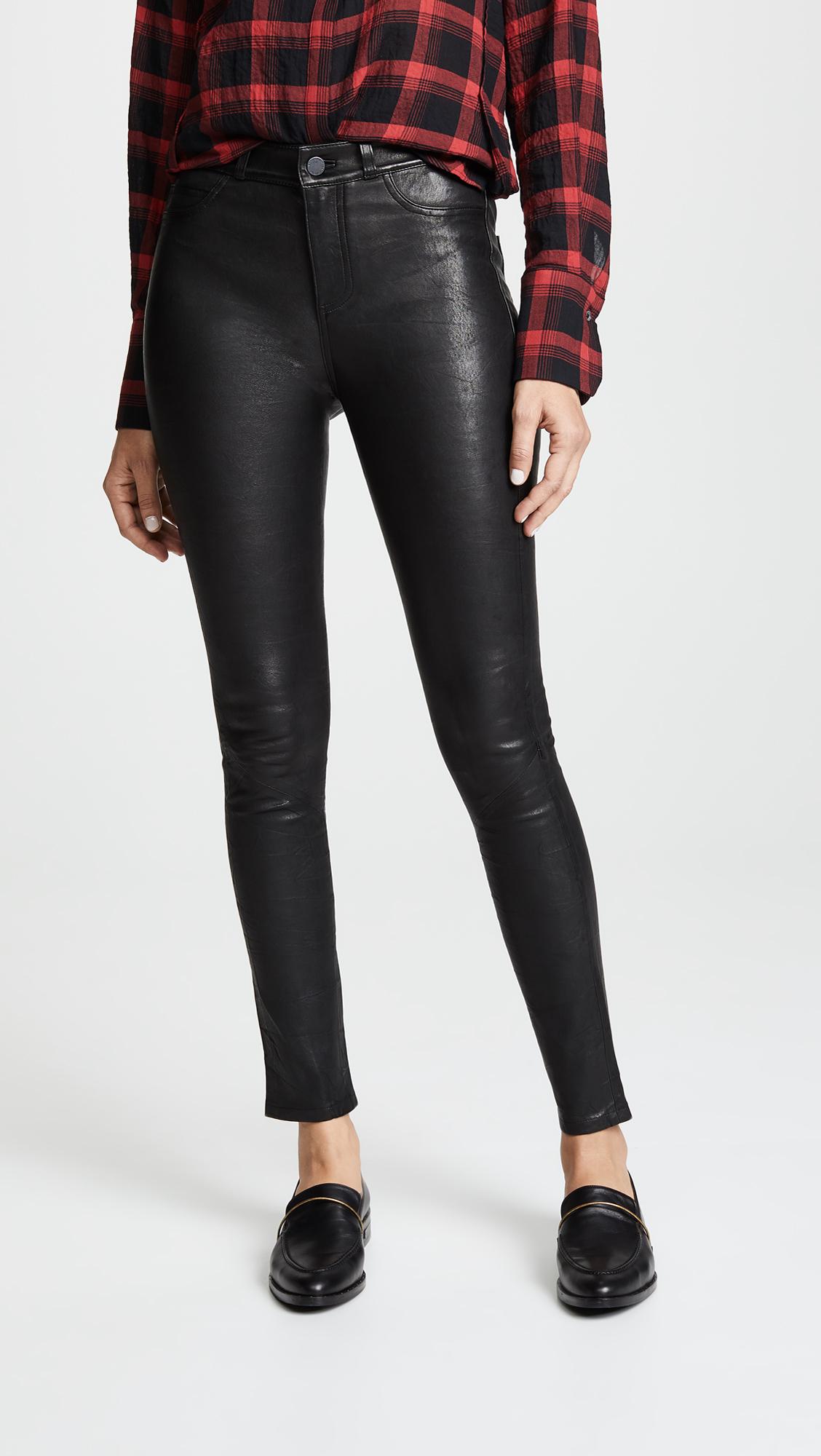 PAIGE Hoxton Stretch Leather Pants in Black