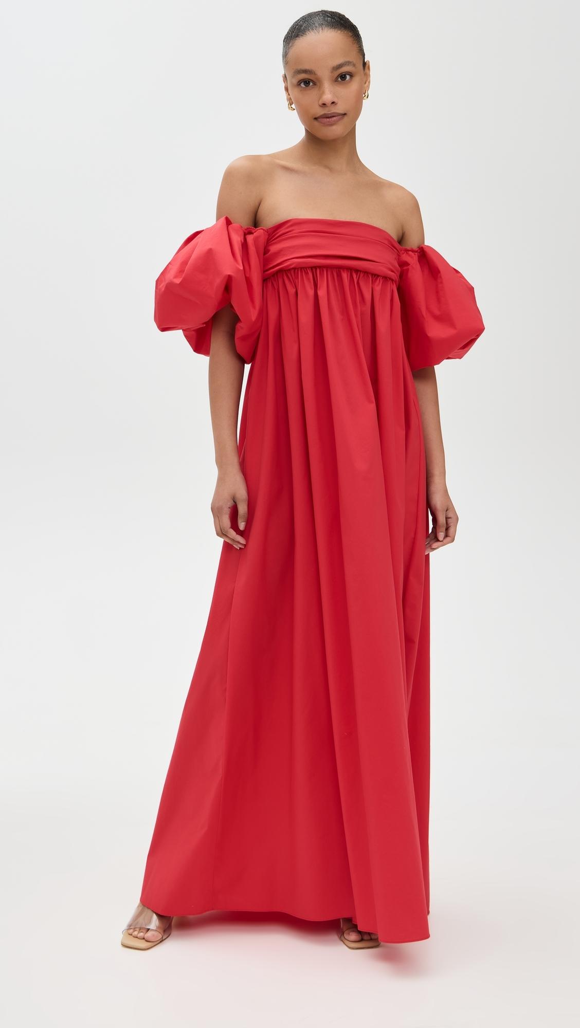 Caroline Constas Emilia Ruched Empire Maxi Dress in Red Lyst