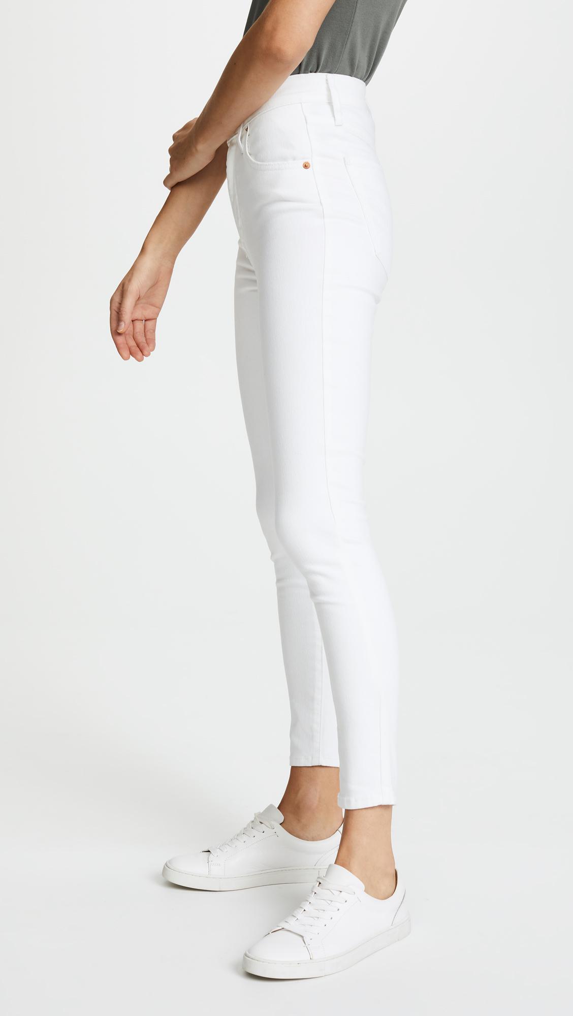 Levi's Denim Mile High Ankle Super Skinny Jeans in White - Lyst