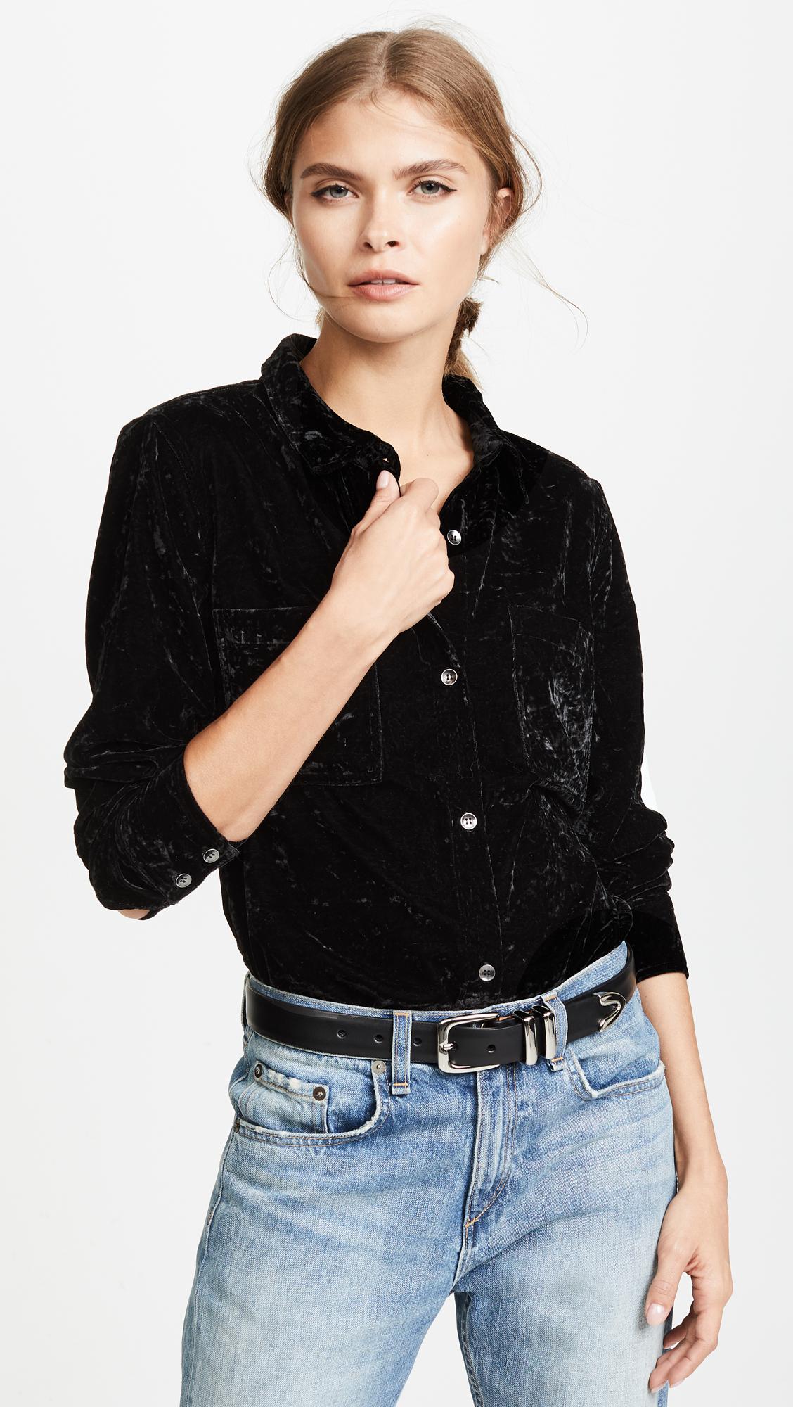 Splendid Crushed Velvet Button Down 