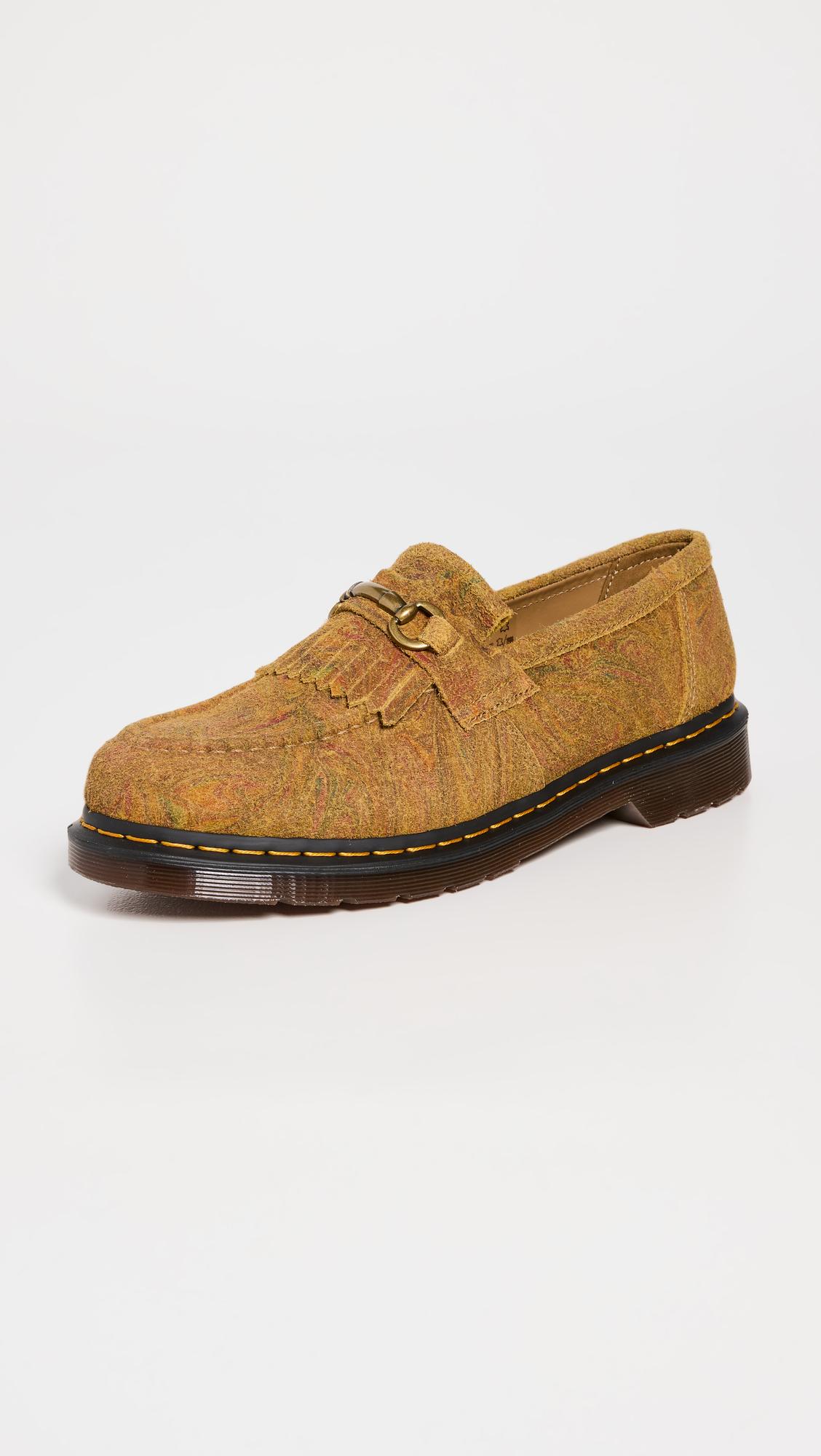Dr. Martens Archive Marbled Hairy Suede Adrian Snaffle Shoes in White
