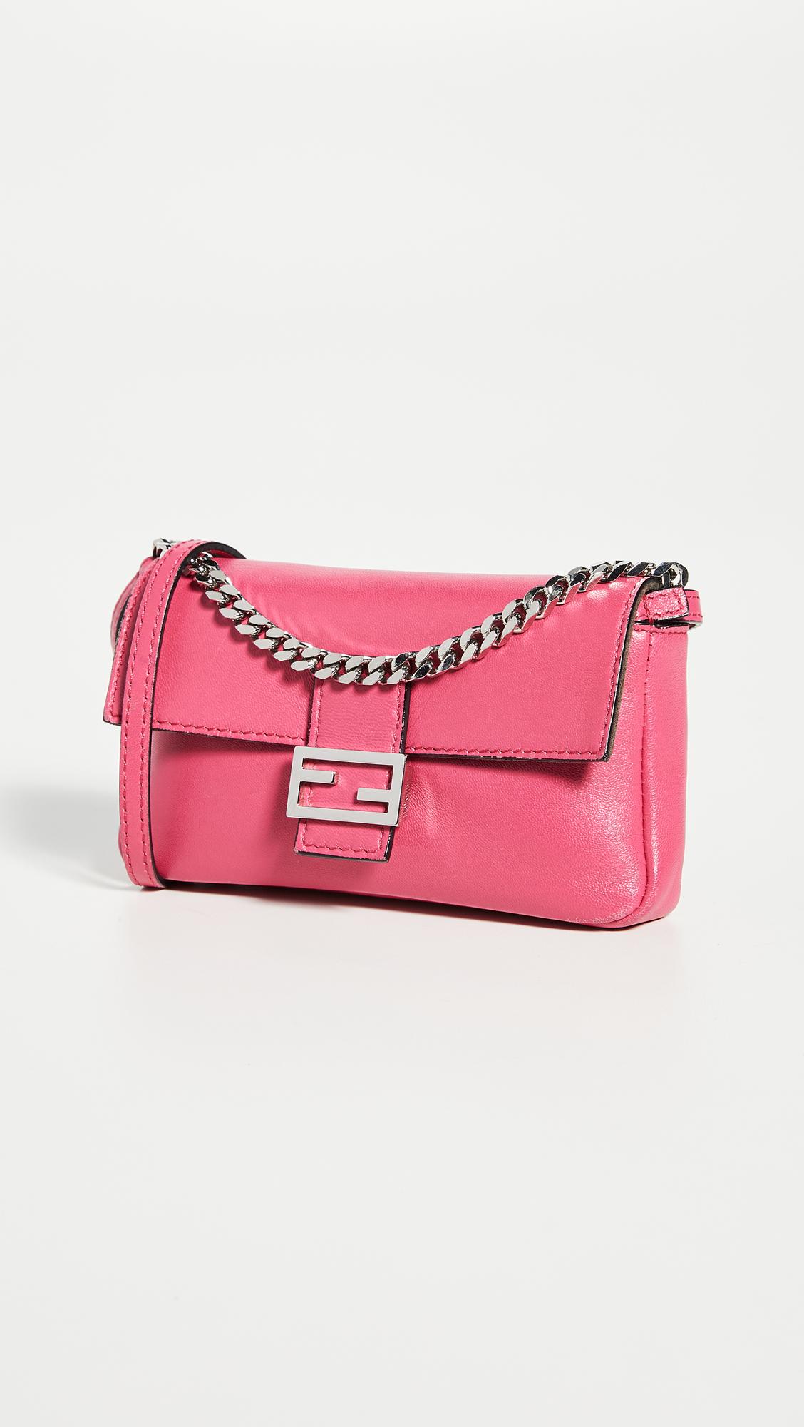 Fendi Leather Pink Nappa Micro Baguette Bag - Lyst