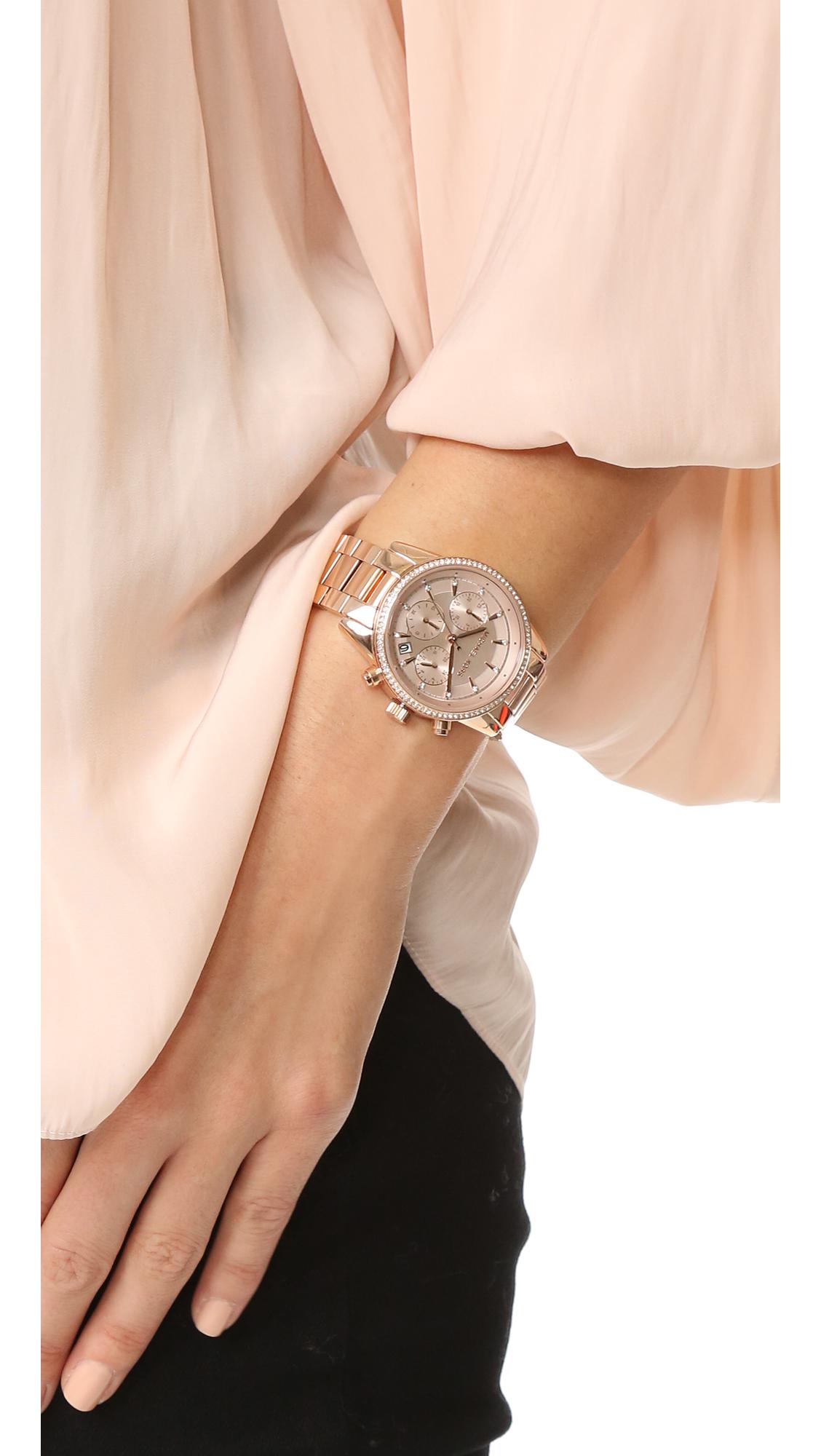 Michael Kors Audrina Watch Rose Gold In Pink Lyst 