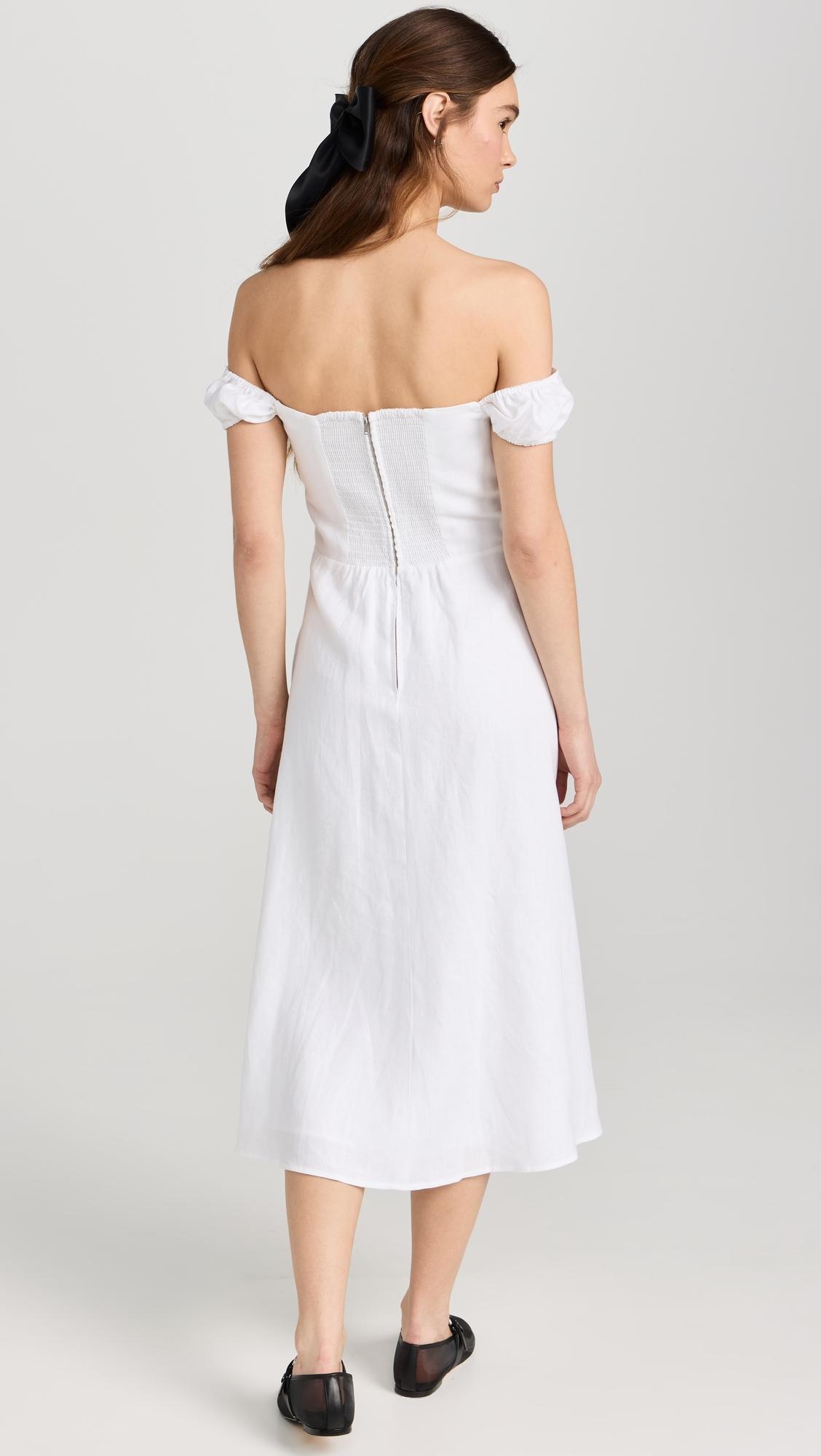 chinese dress ladies Brigitte Linen Midi Dress - Bouquets main image 0