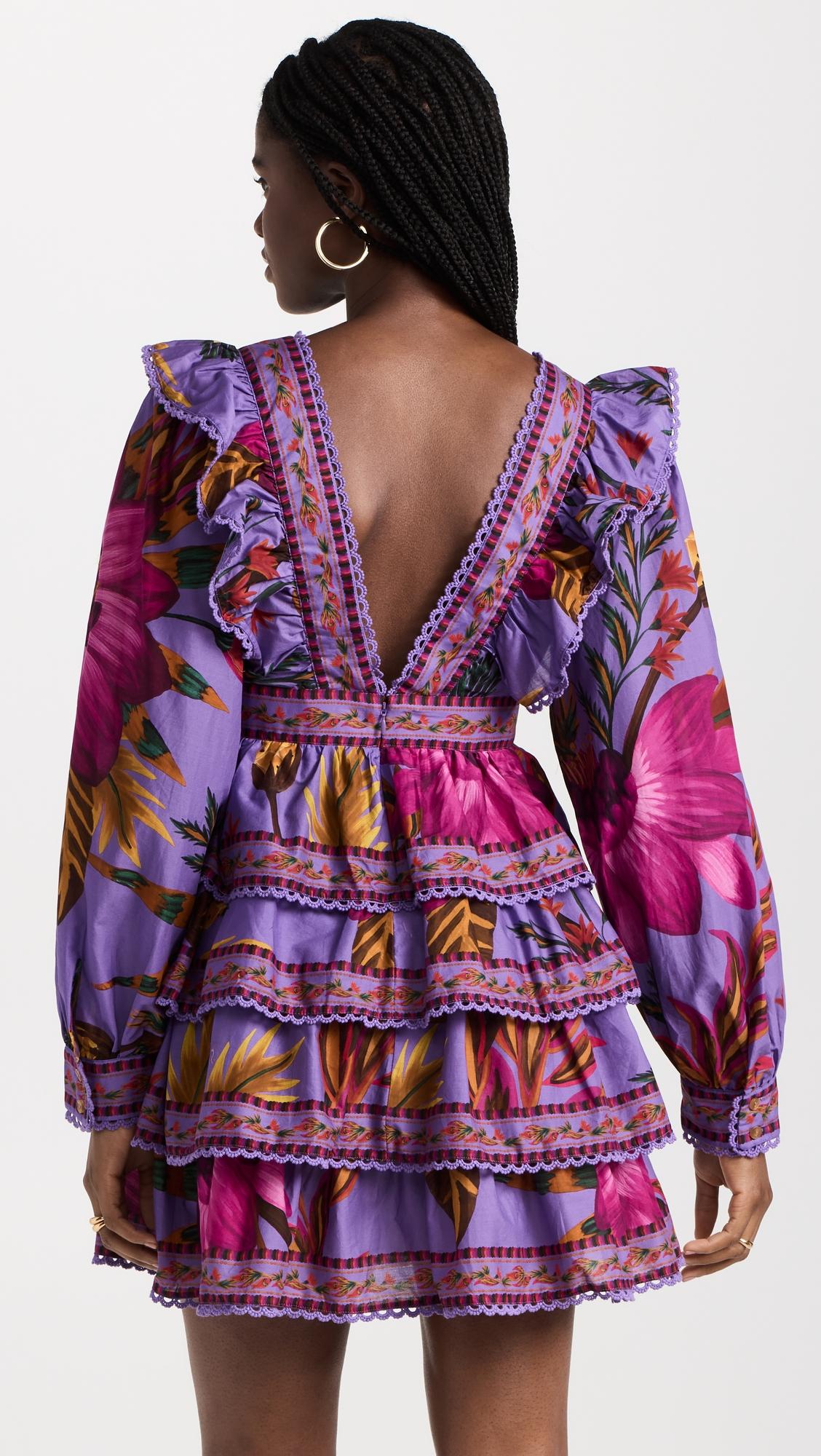 Purple floral mini dress hot sale