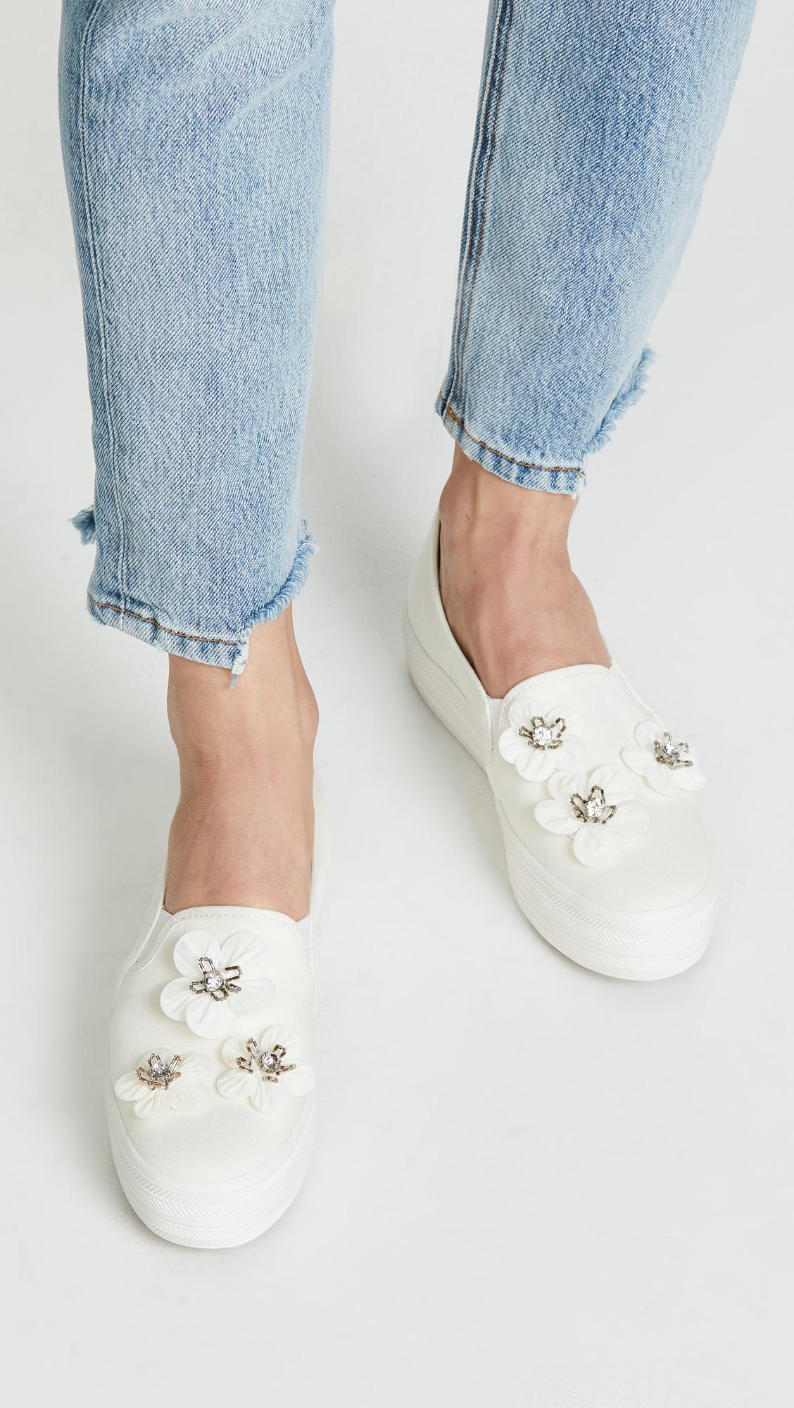 Keds X Kate Spade Triple Decker Flowers Slip On Sneakers in White | Lyst