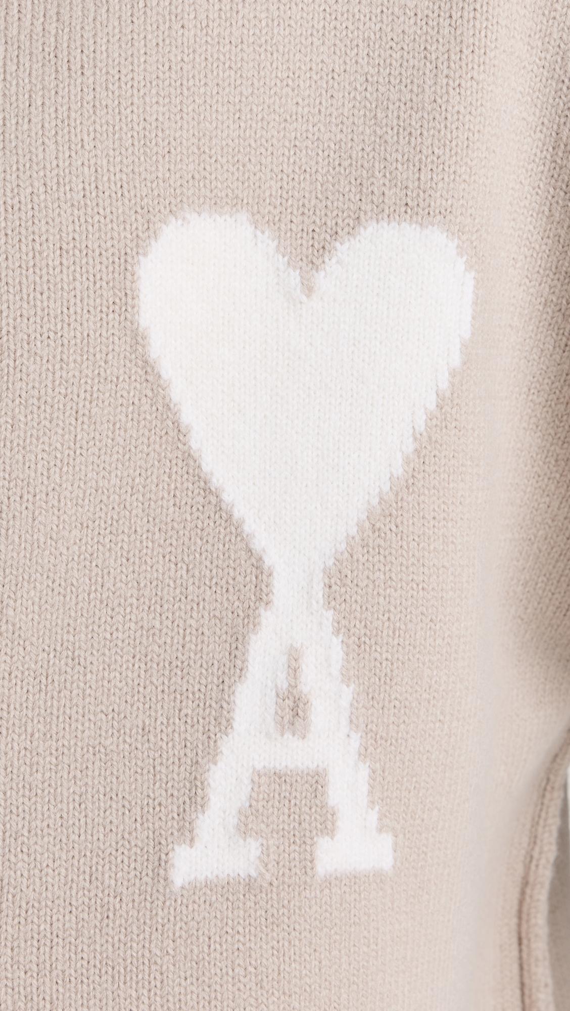 ★★AMI PARIS★★ Heart Logo ADC Knit Ivory UKS046KN0042193 Ami Paris Ami De Coeur ADC Pink White Cardigan | E22UKC003