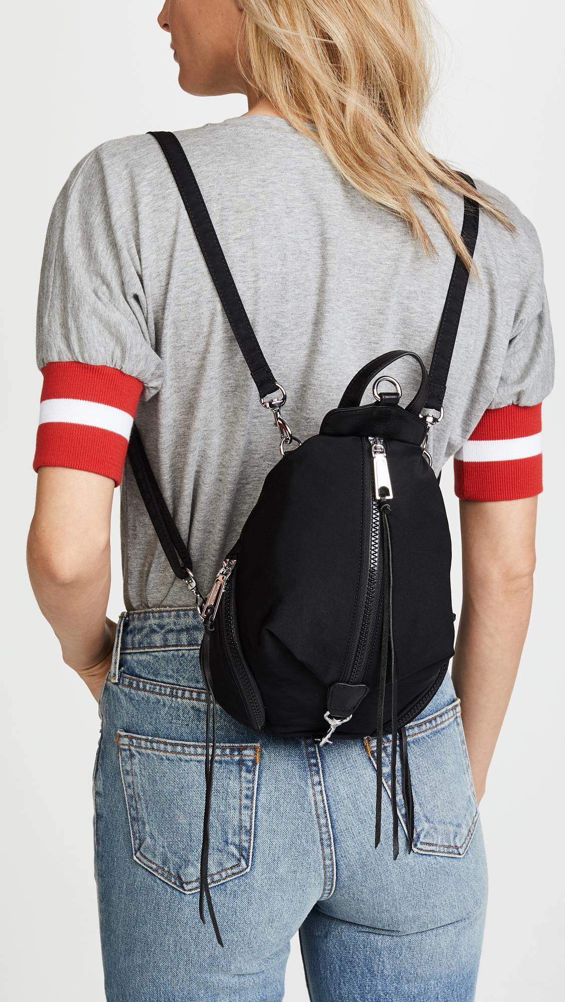 Rebecca Minkoff Nylon Mini Julian Backpack in Black | Lyst Canada