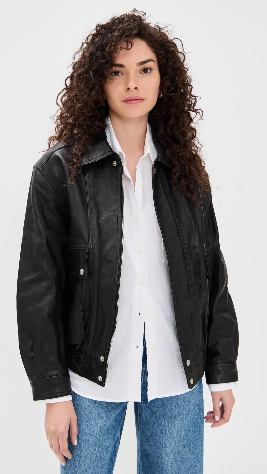 DUNST Oversized Vintage Leather Blouson Jacket in Black | Lyst