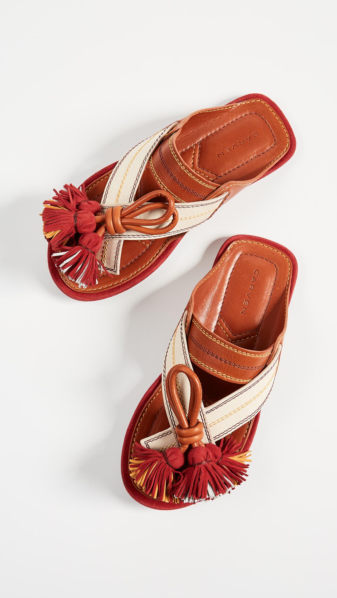 Carven Leather Tassel Sandals | Lyst