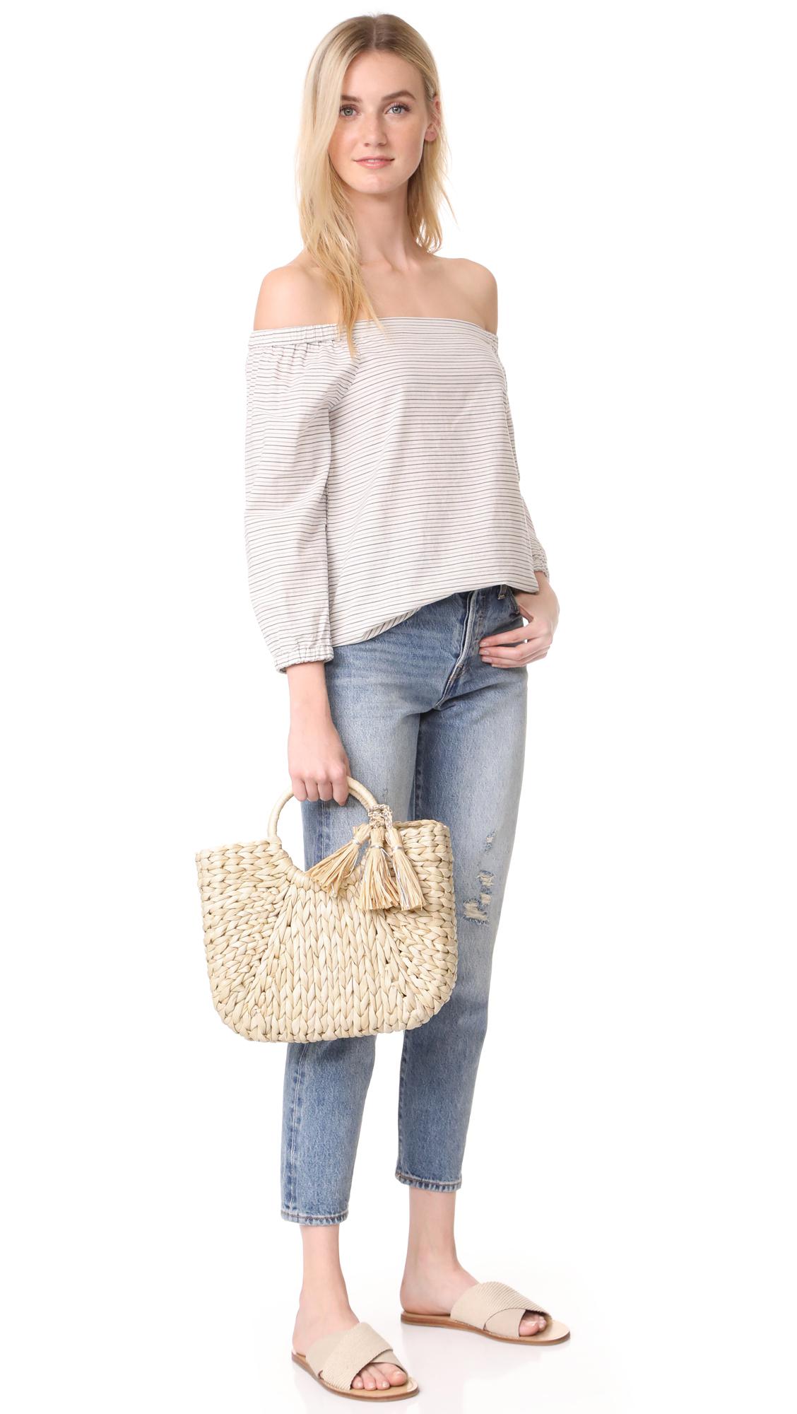 hat attack round handle tote