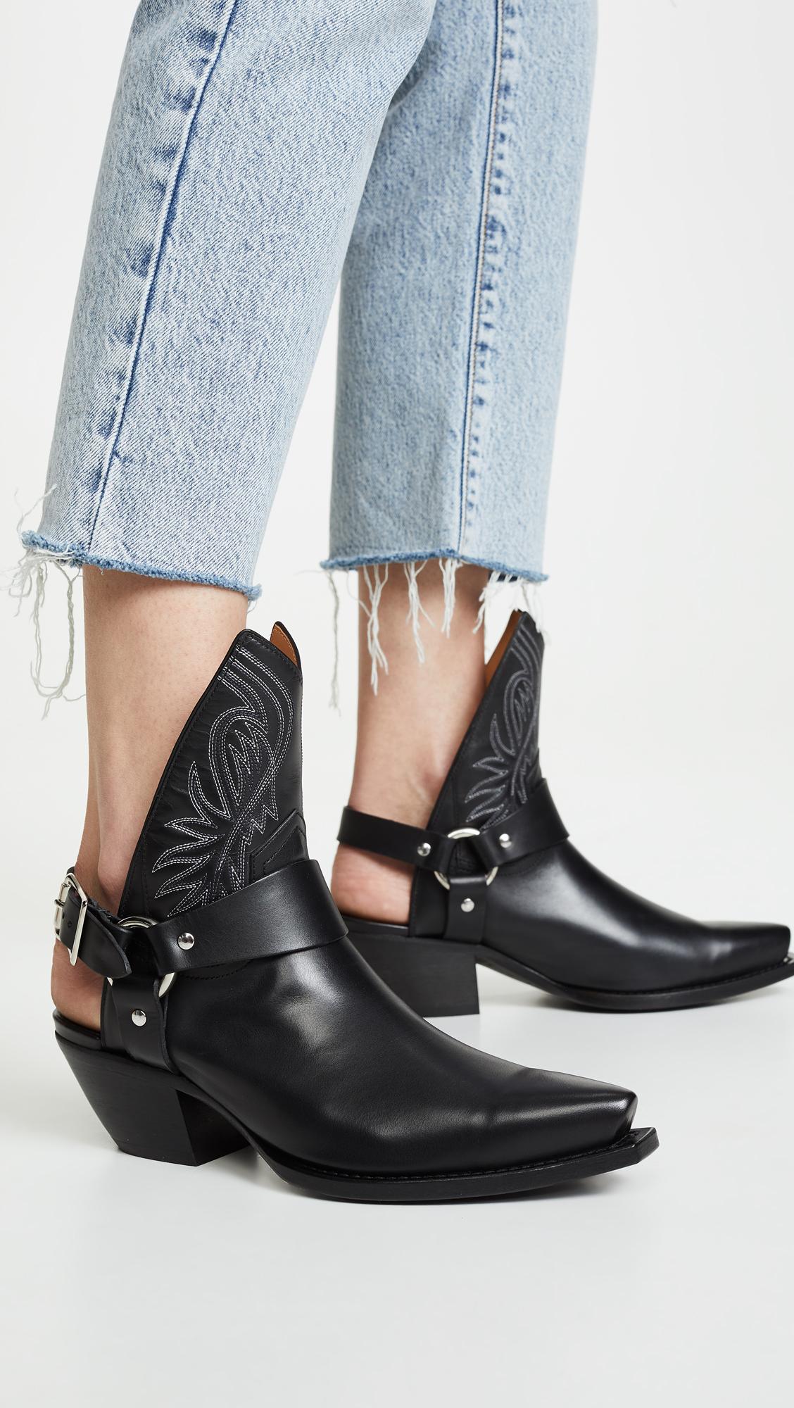 R13 Ankle Half Cowboy Boots W/ Harness in Black | Lyst