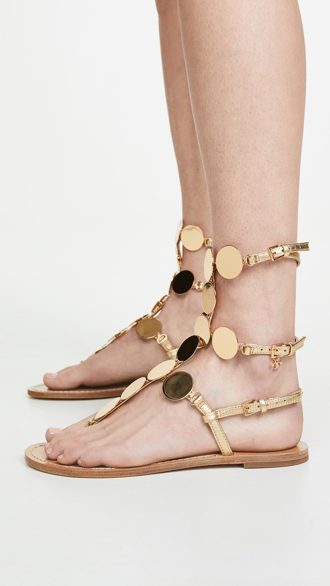 Tory Burch Leather Patos Disk Gladiator Sandal in Gold/ Gold (Metallic) -  Lyst
