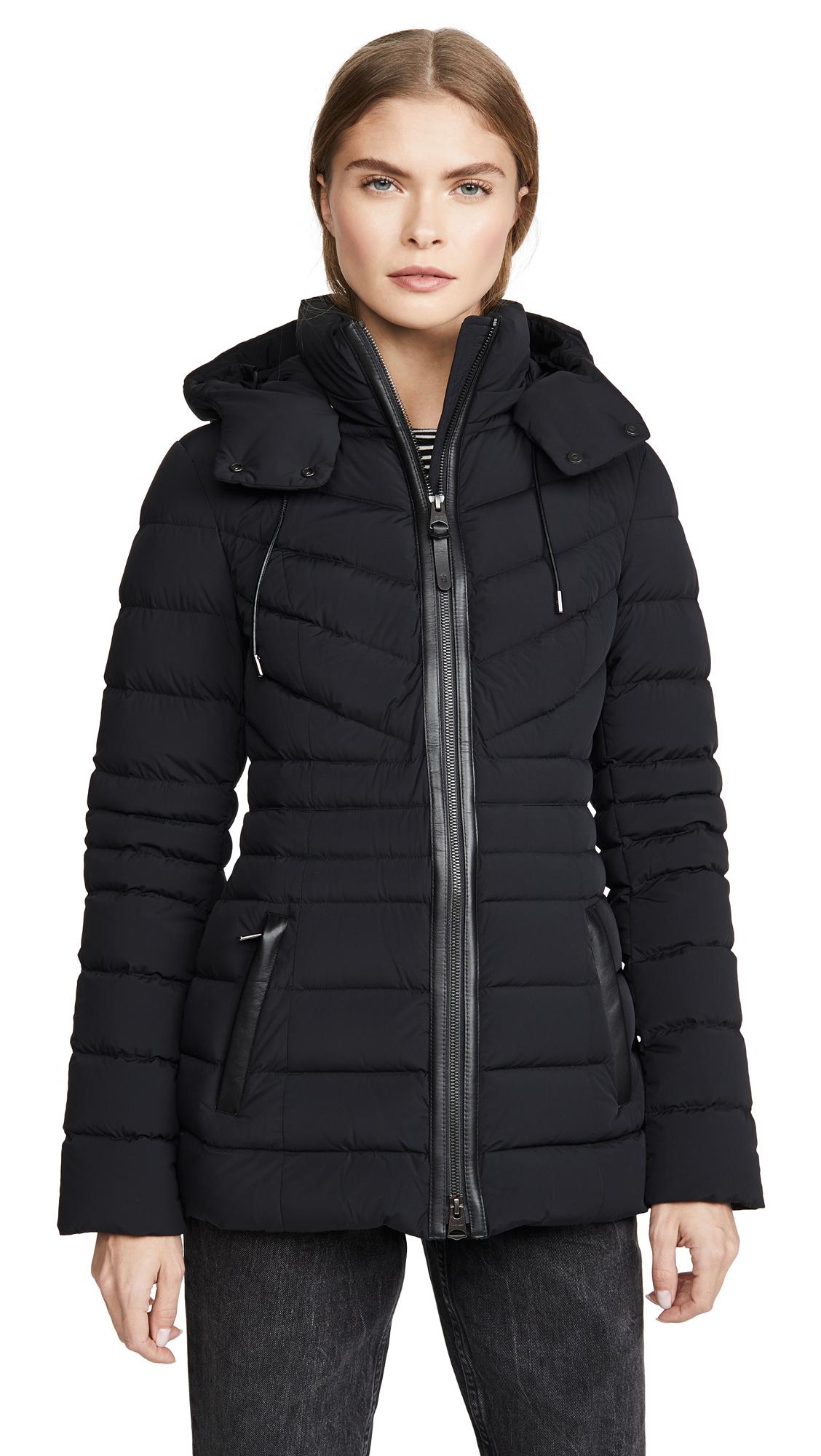 Mackage Leather Patsy Lightweight Down Jacket With Removable Hood In ...