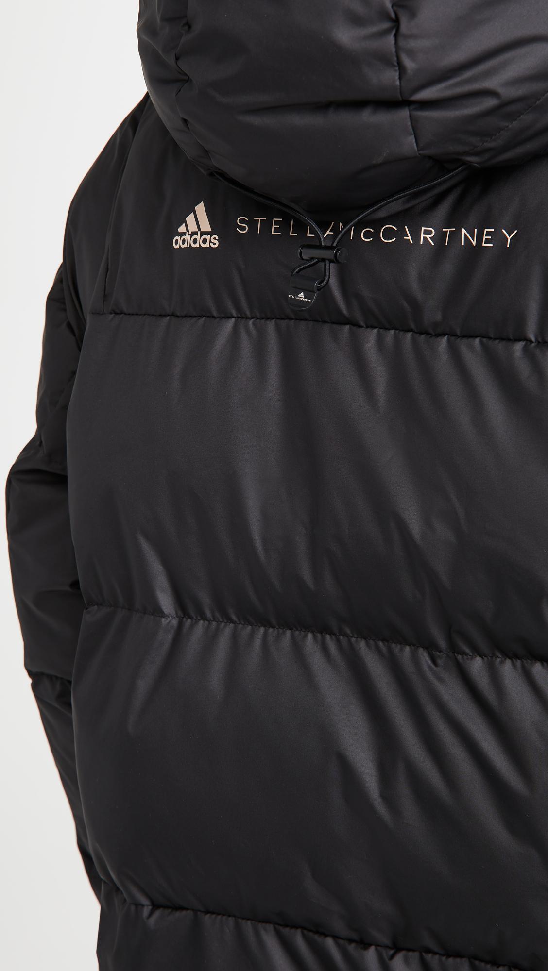 adidas By Stella McCartney Long Puffer Jacket in Black | Lyst