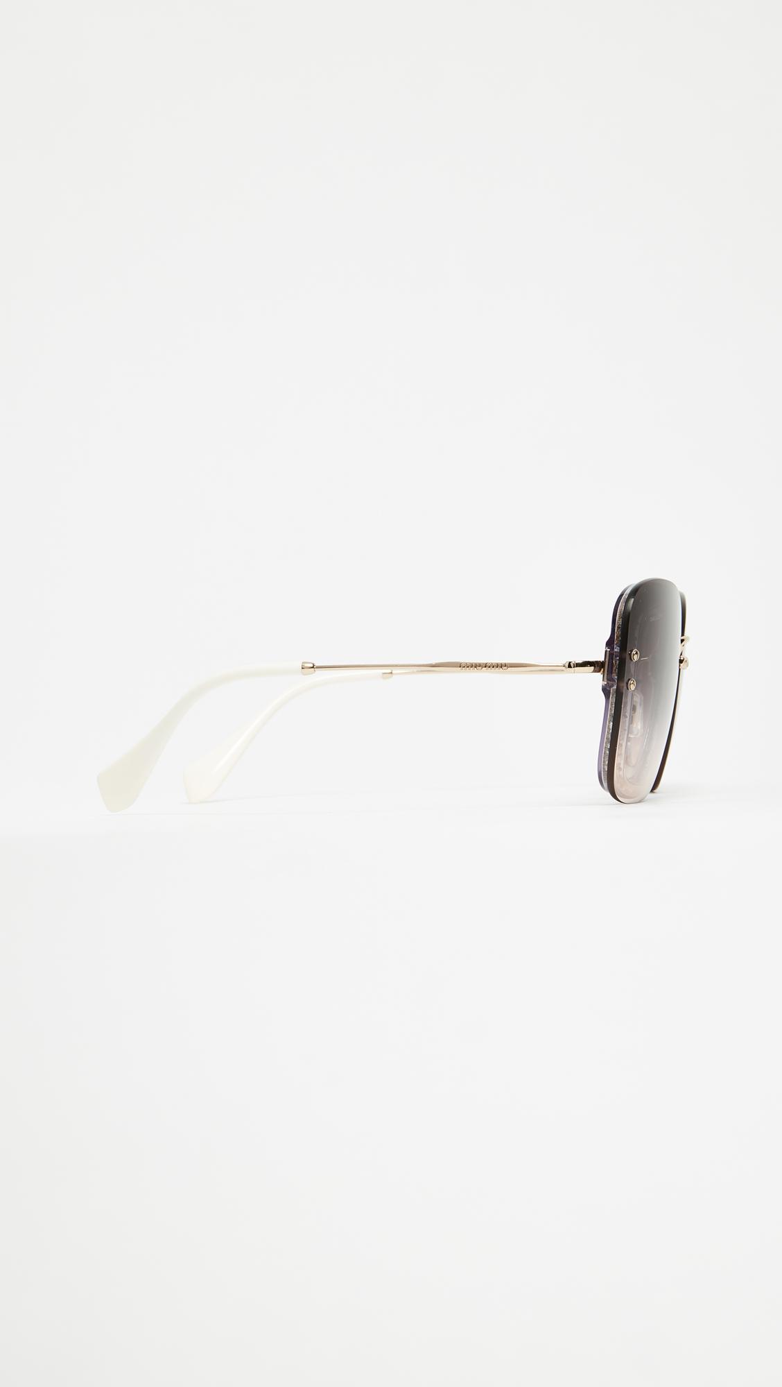 Miu Miu Reveal Glitter Sunglasses - Lyst