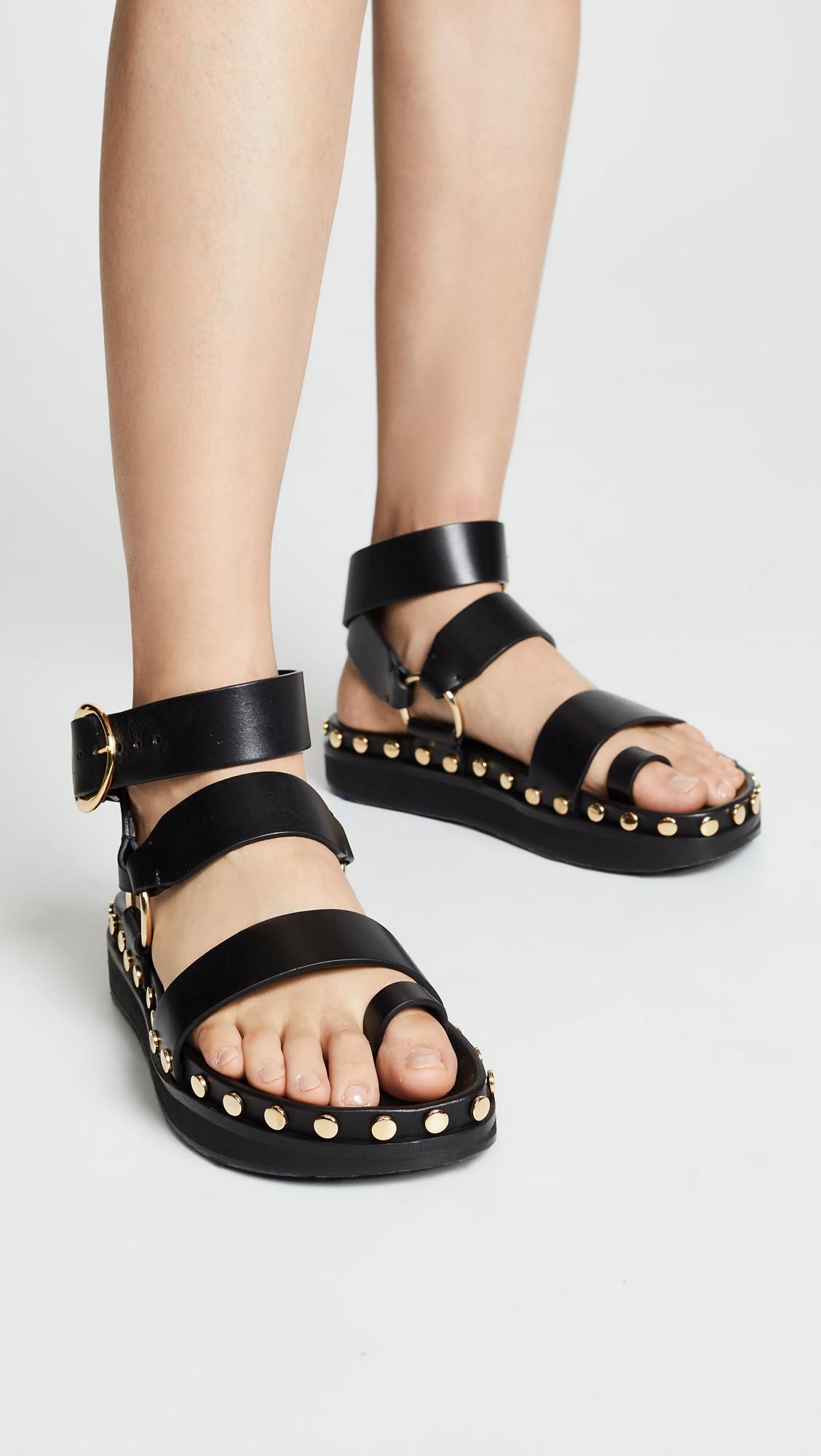 Isabel Marant Leather Nirvy Sandals in Black - Lyst