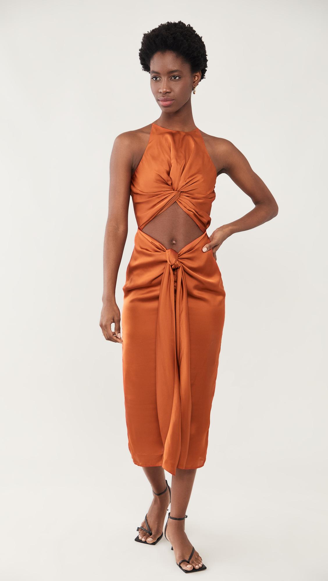 Andrea Iyamah Satin Reni Knotted Dress 