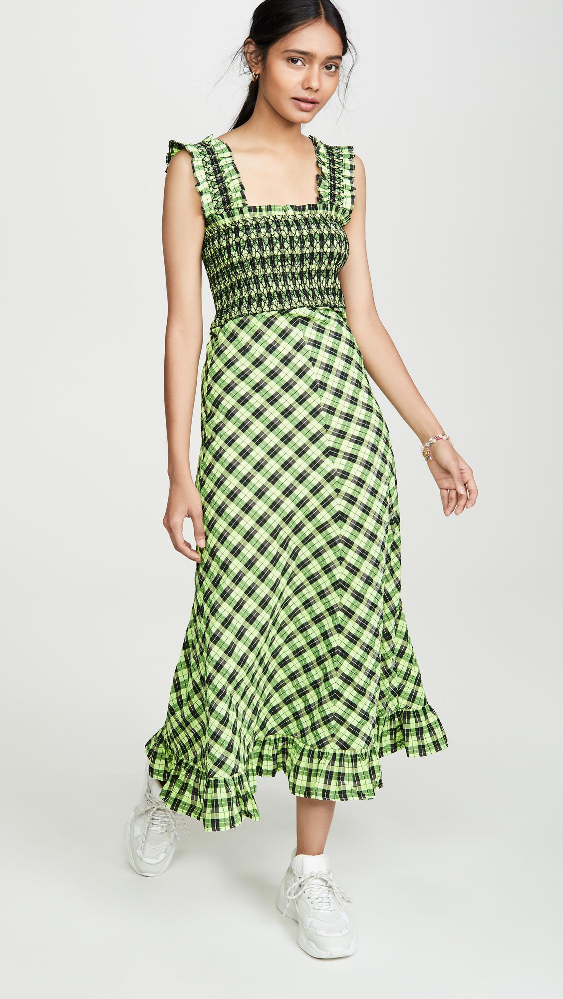 ganni seersucker dress