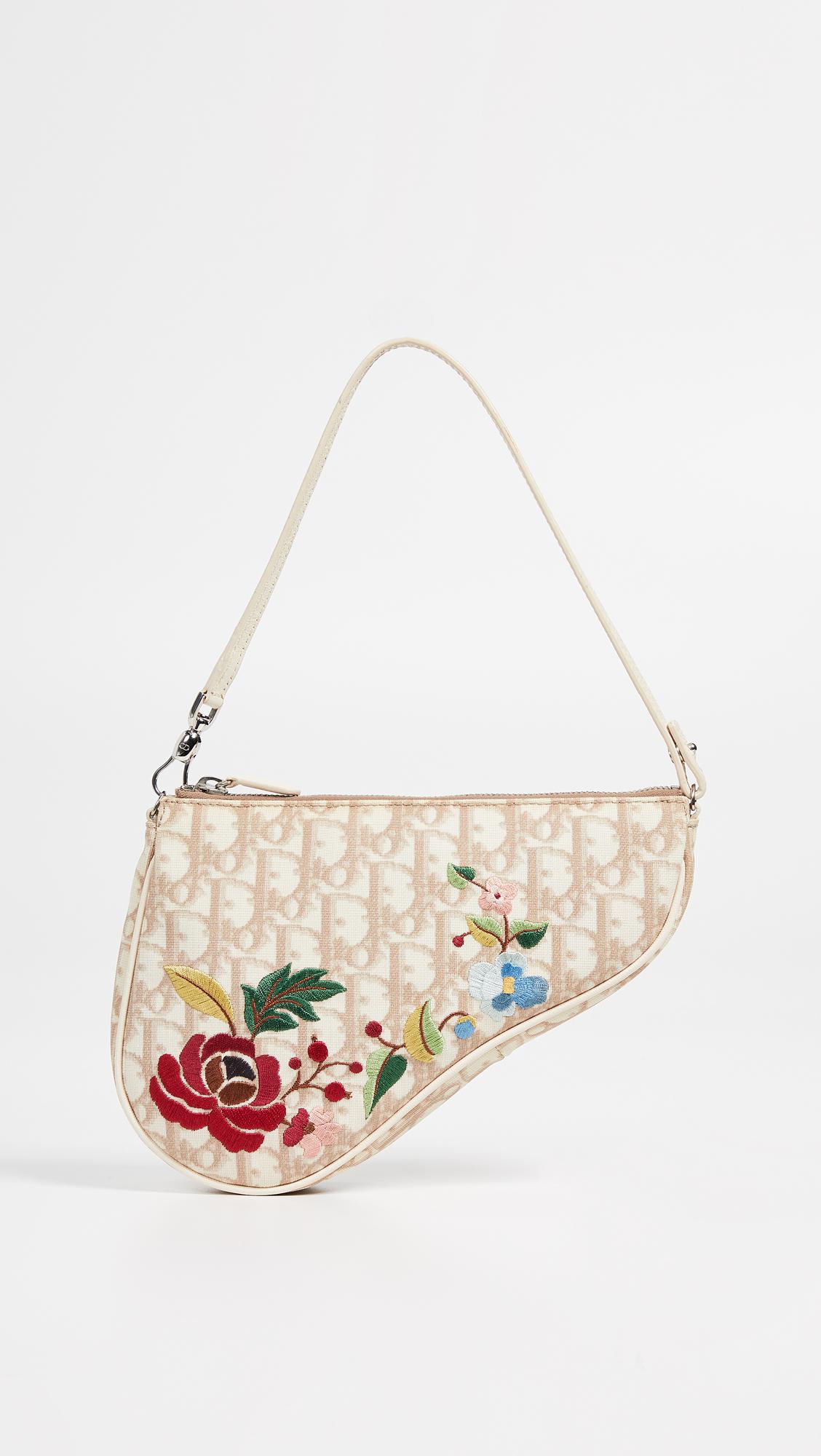 What Goes Around Comes Around Dior Flower Mini Saddle Bag in Natural | Lyst